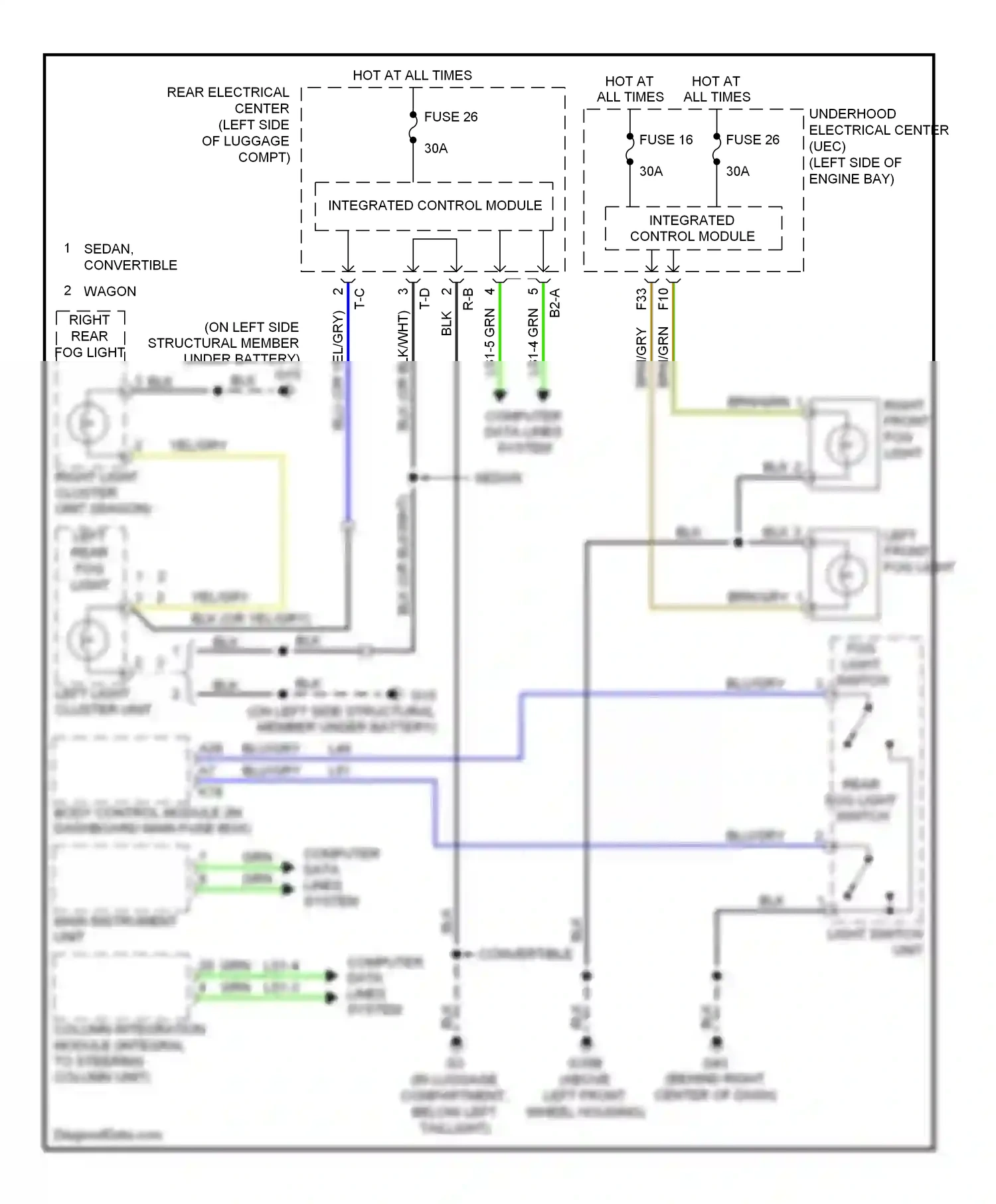 Saab 9-3 II (2002-2008) integrated control module wiring diagram  (4 of 18)
