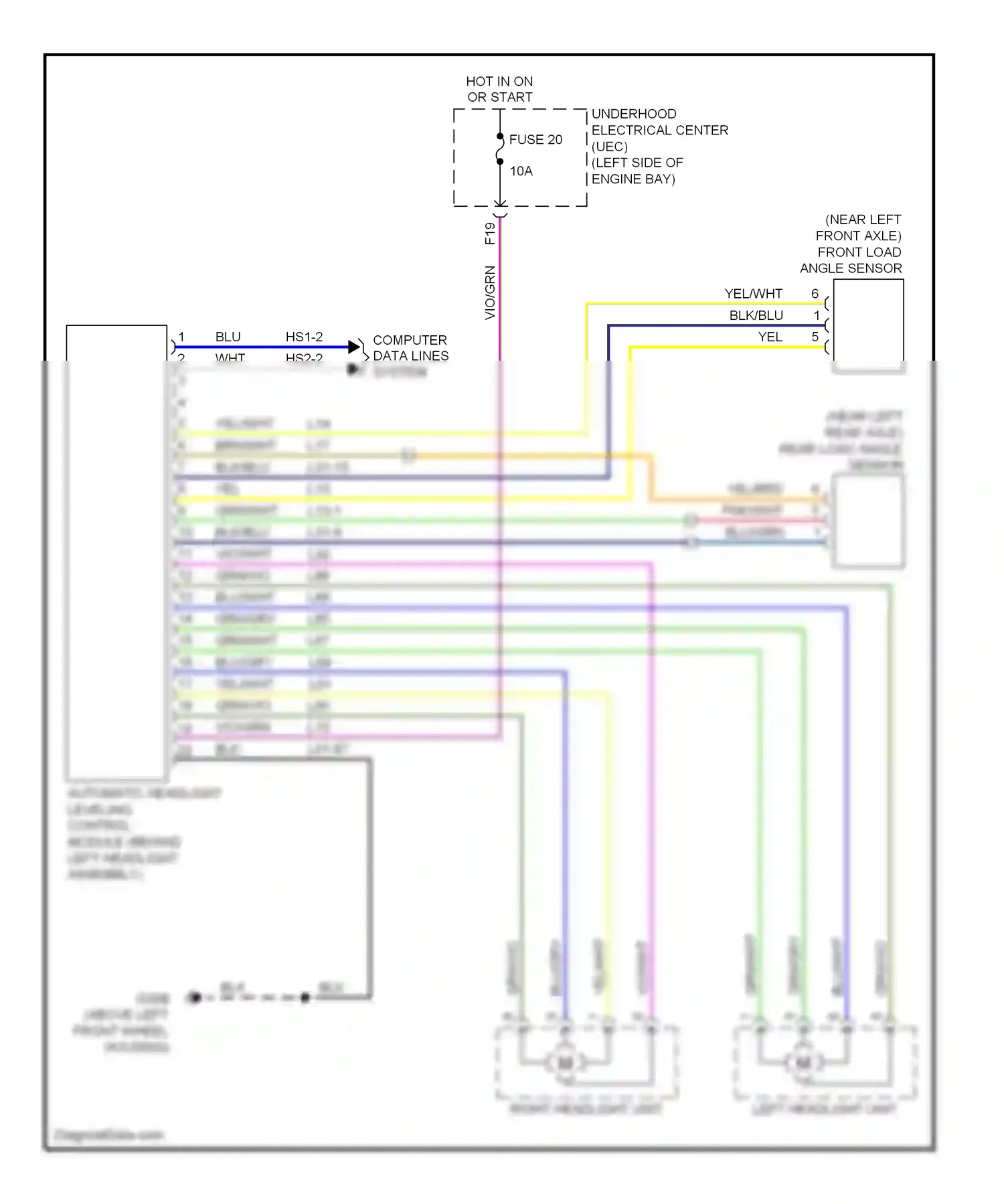 Saab 9-3 II (2002-2008) left headlight unit wiring diagram  (1 of 1)