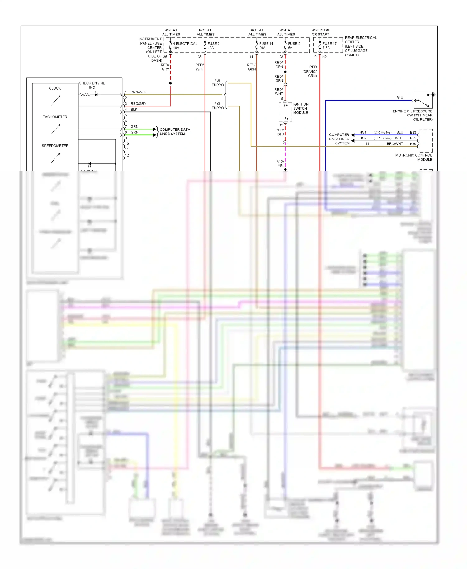 Saab 9-3 II (2002-2008) night panel wiring diagram  (1 of 2)