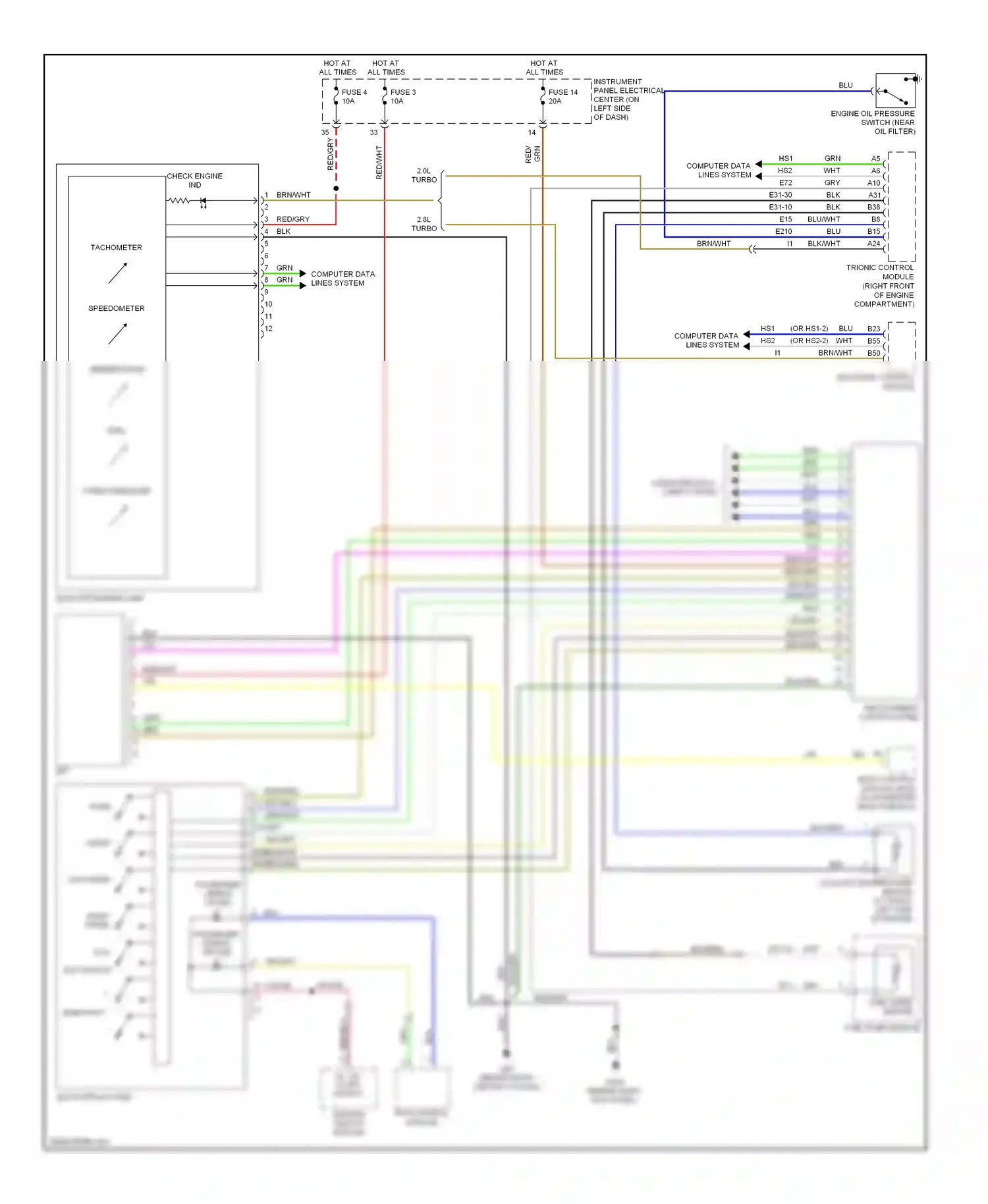 Saab 9-3 II (2002-2008) pps control module wiring diagram  (2 of 4)