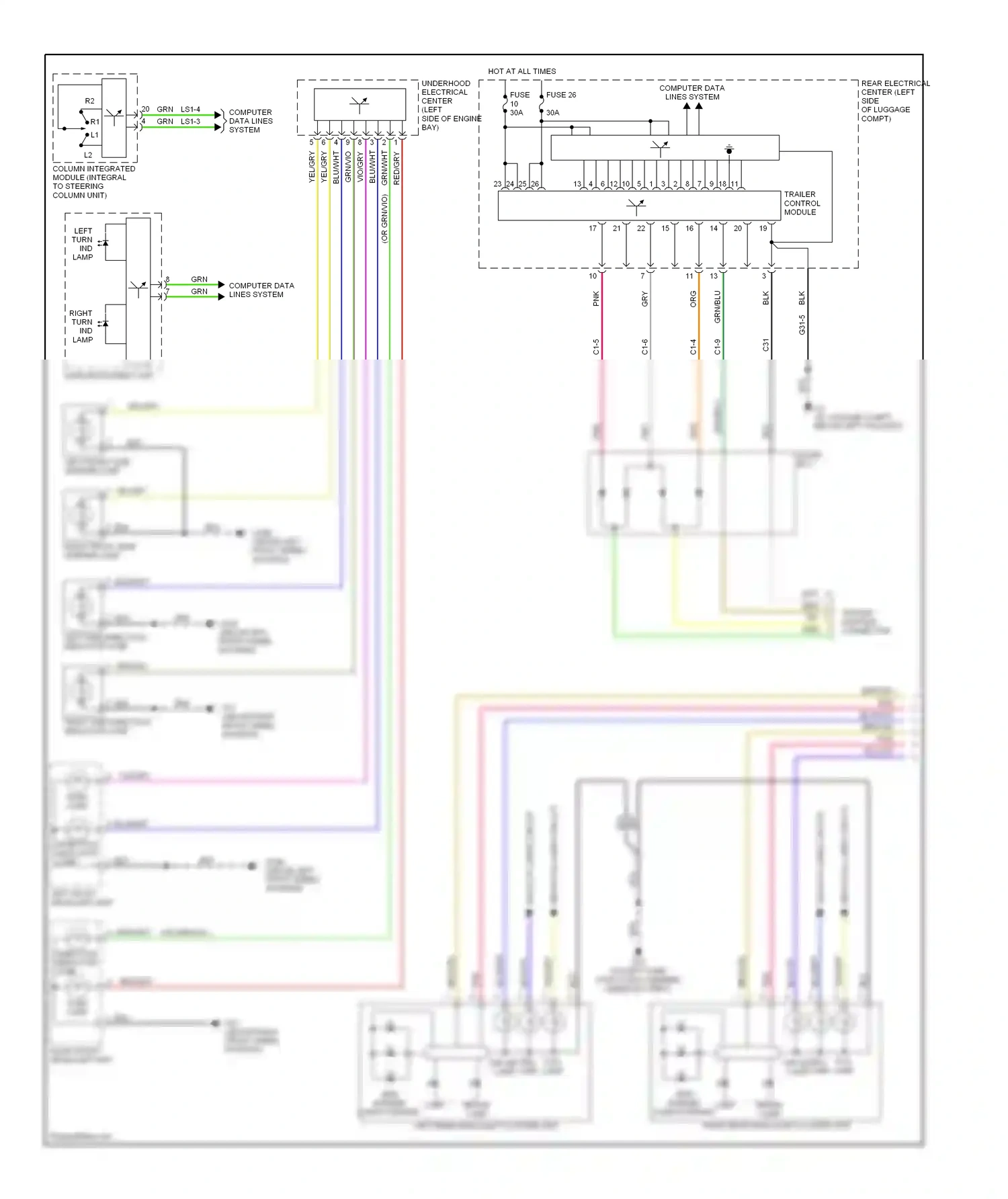 Saab 9-3 II (2002-2008) right front headlight unit wiring diagram  (1 of 1)