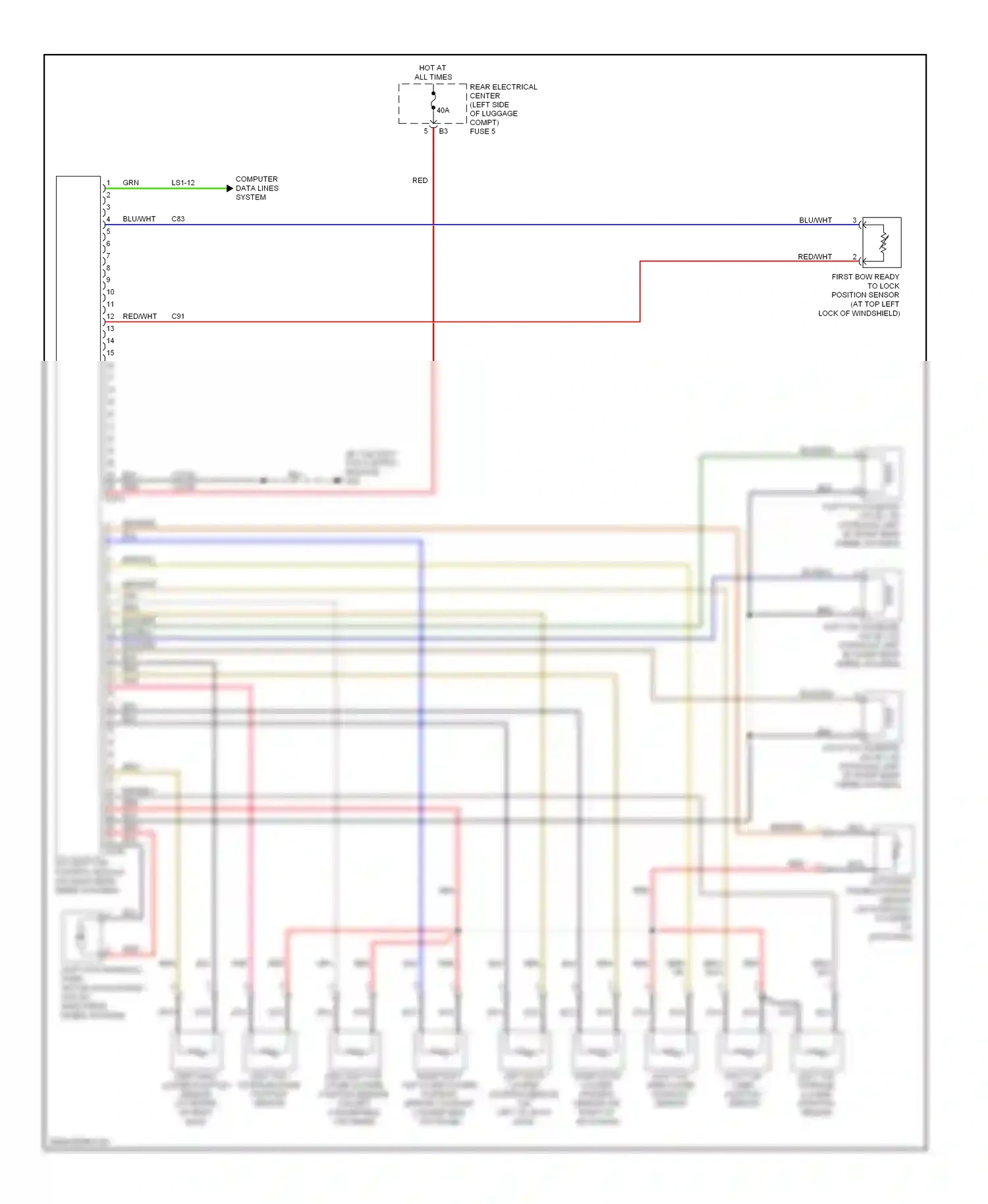 Saab 9-3 II (2002-2008) soft top open position sensor wiring diagram  (1 of 1)