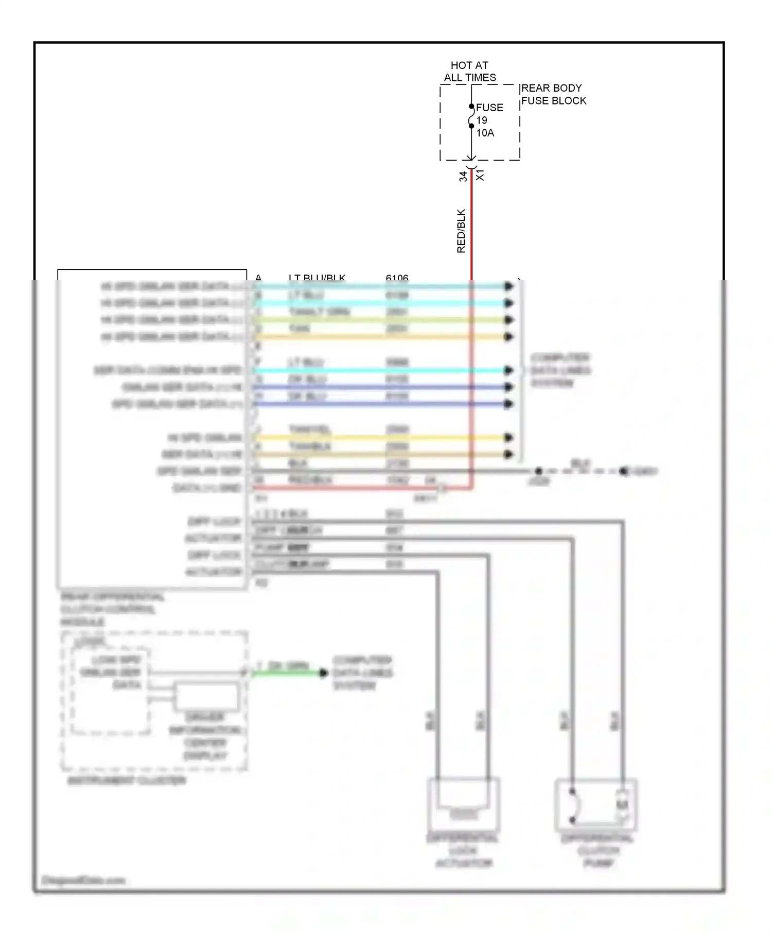Saab 9-4X I (2011-2011) 1 2 3 4 diff clutch pump diff clutch pump diff lock actuator diff lock actuator wiring diagram  (1 of 2)