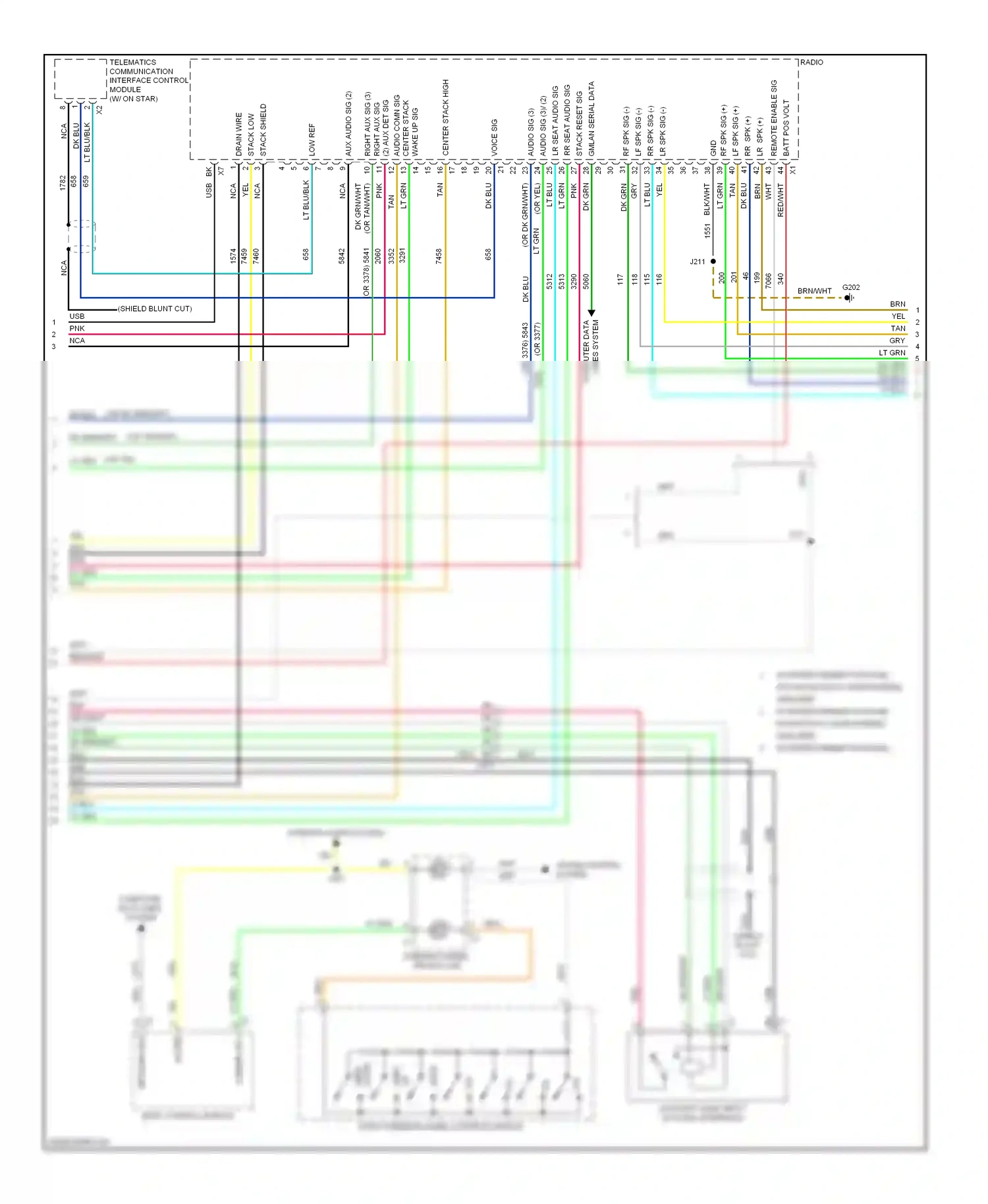 Saab 9-4X I (2011-2011) auxiliary audio input (w/ audio interface) wiring diagram  (2 of 4)