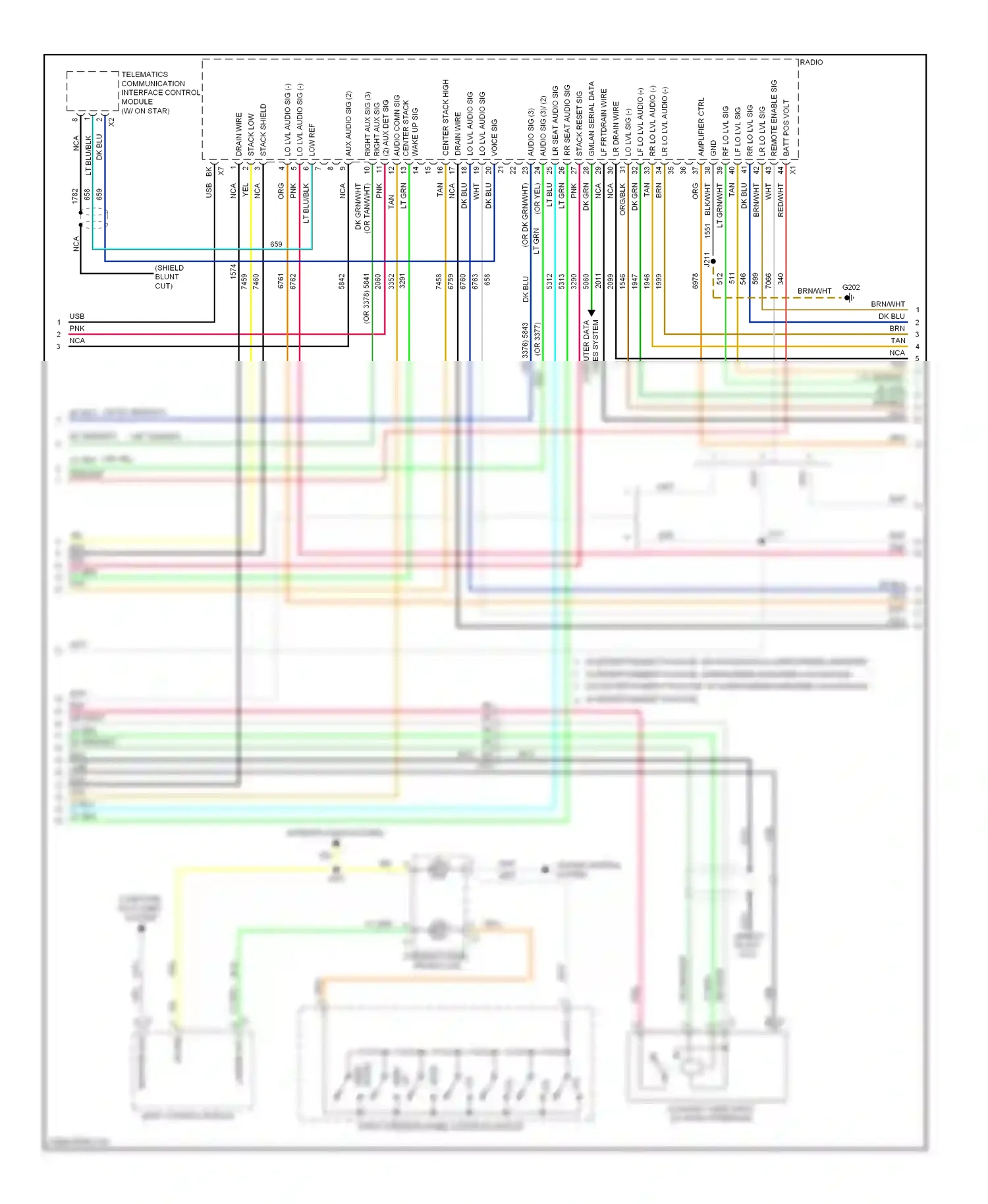 Saab 9-4X I (2011-2011) auxiliary audio input (w/ audio interface) wiring diagram  (1 of 4)