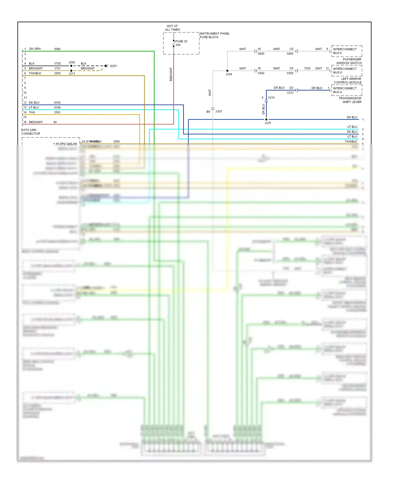 Saab 9-4X I (2011-2011) data link connector wiring diagram  (1 of 3)