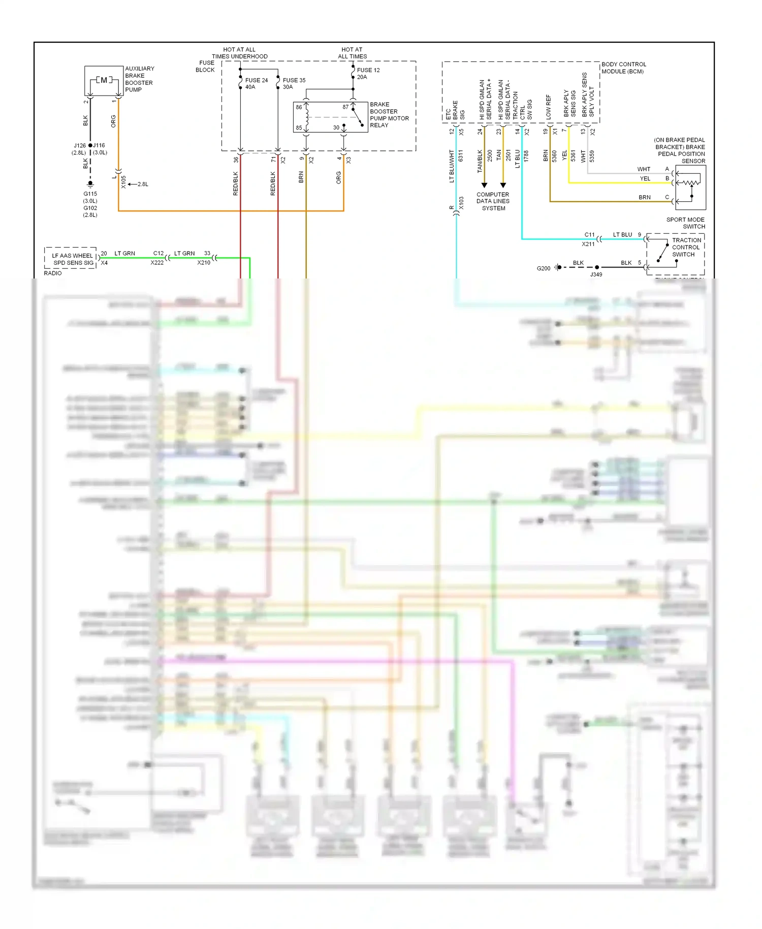 Saab 9-4X I (2011-2011) electronic brake control module (ebcm) wiring diagram  (1 of 2)
