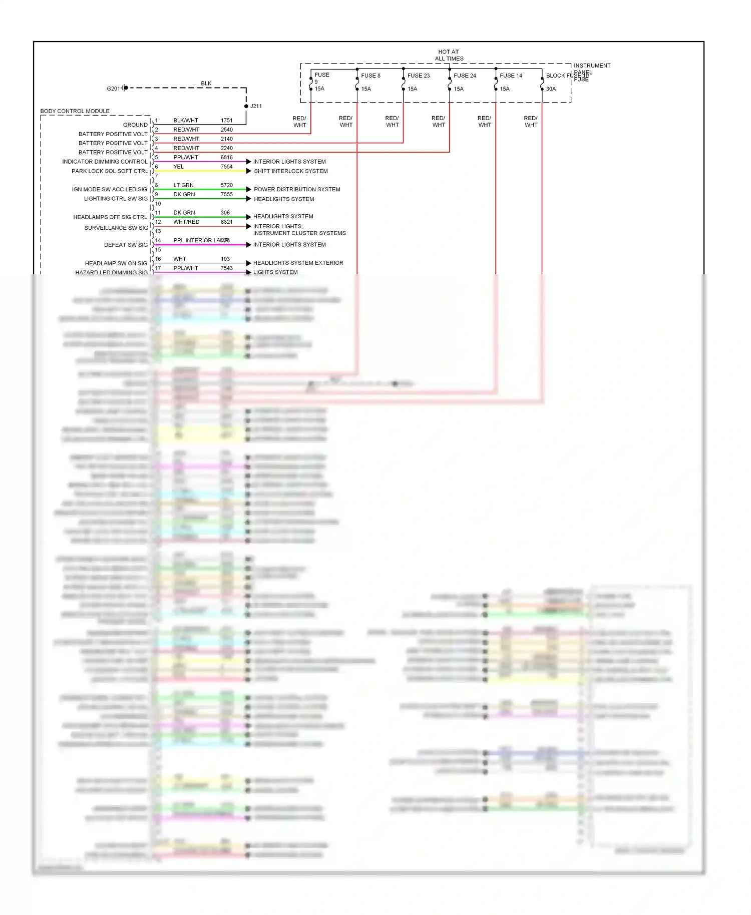 Saab 9-4X I (2011-2011) exterior lights system interior lights system wiring diagram  (1 of 1)