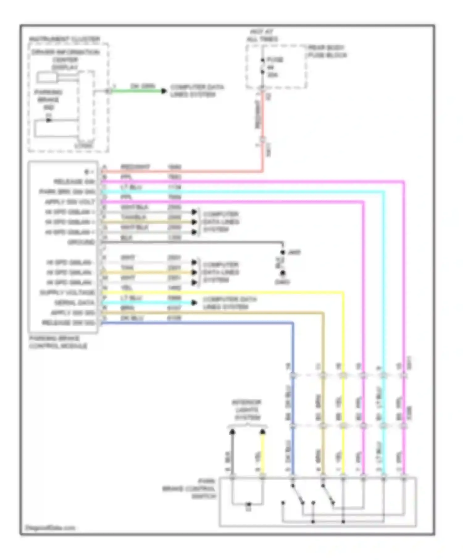 Wiring diagram parking brake control module for Saab 9-4X I (2011-2011) (3 of 4)
