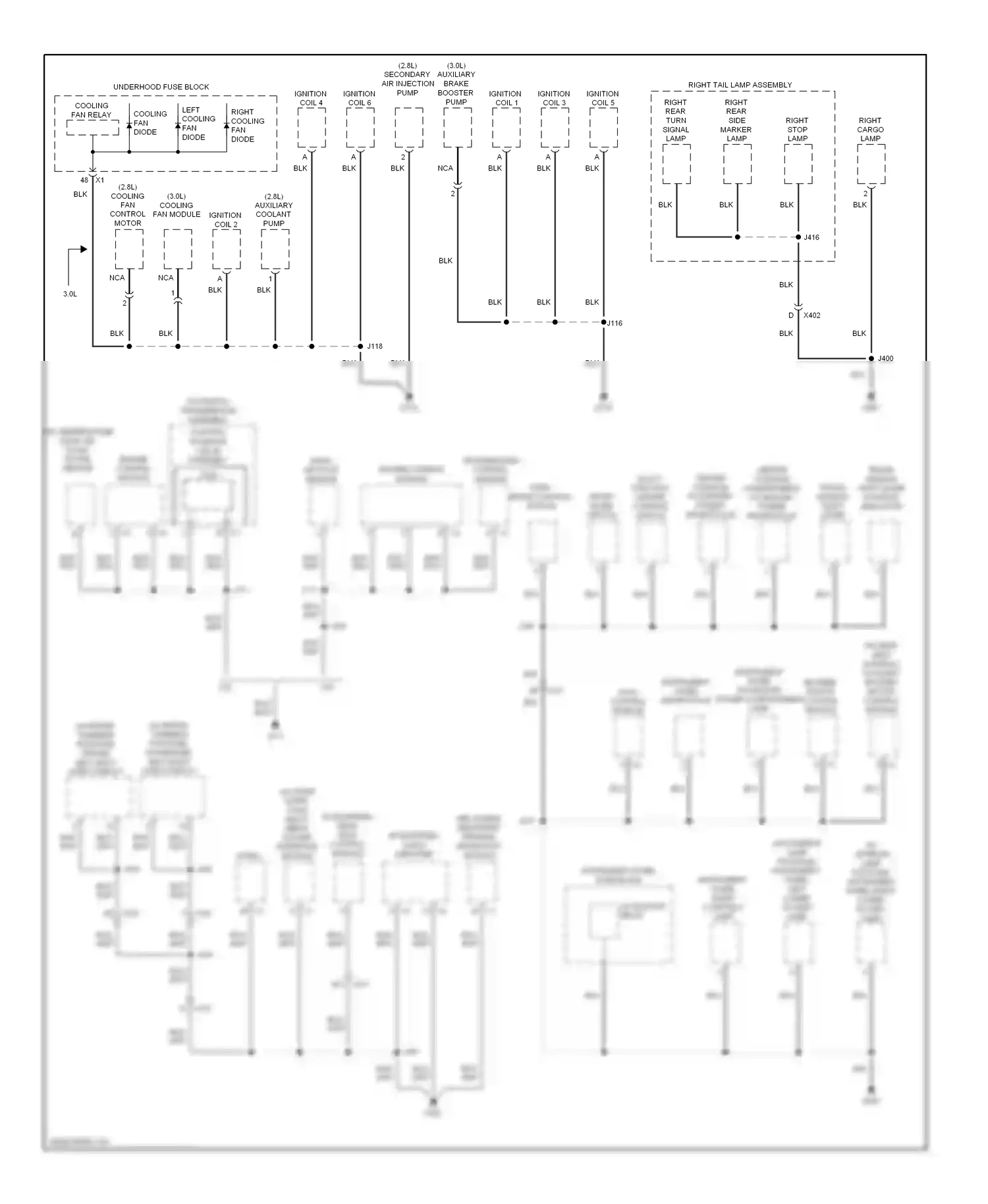 Saab 9-4X I (2011-2011) right cooling fan diode wiring diagram  (1 of 1)