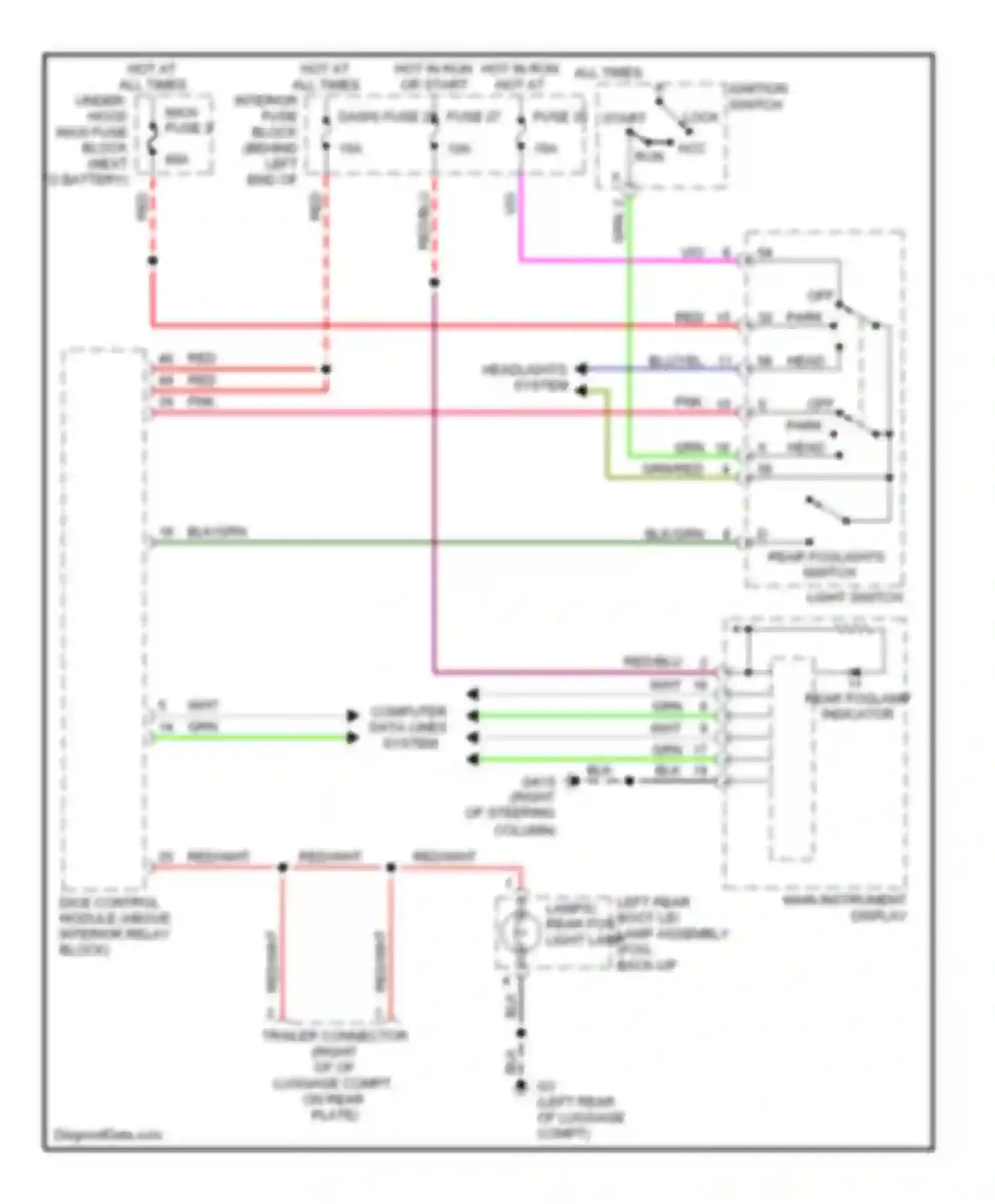 Wiring diagram light switch for Saab 9-5 I facelift (2001-2005) (8 of 10)