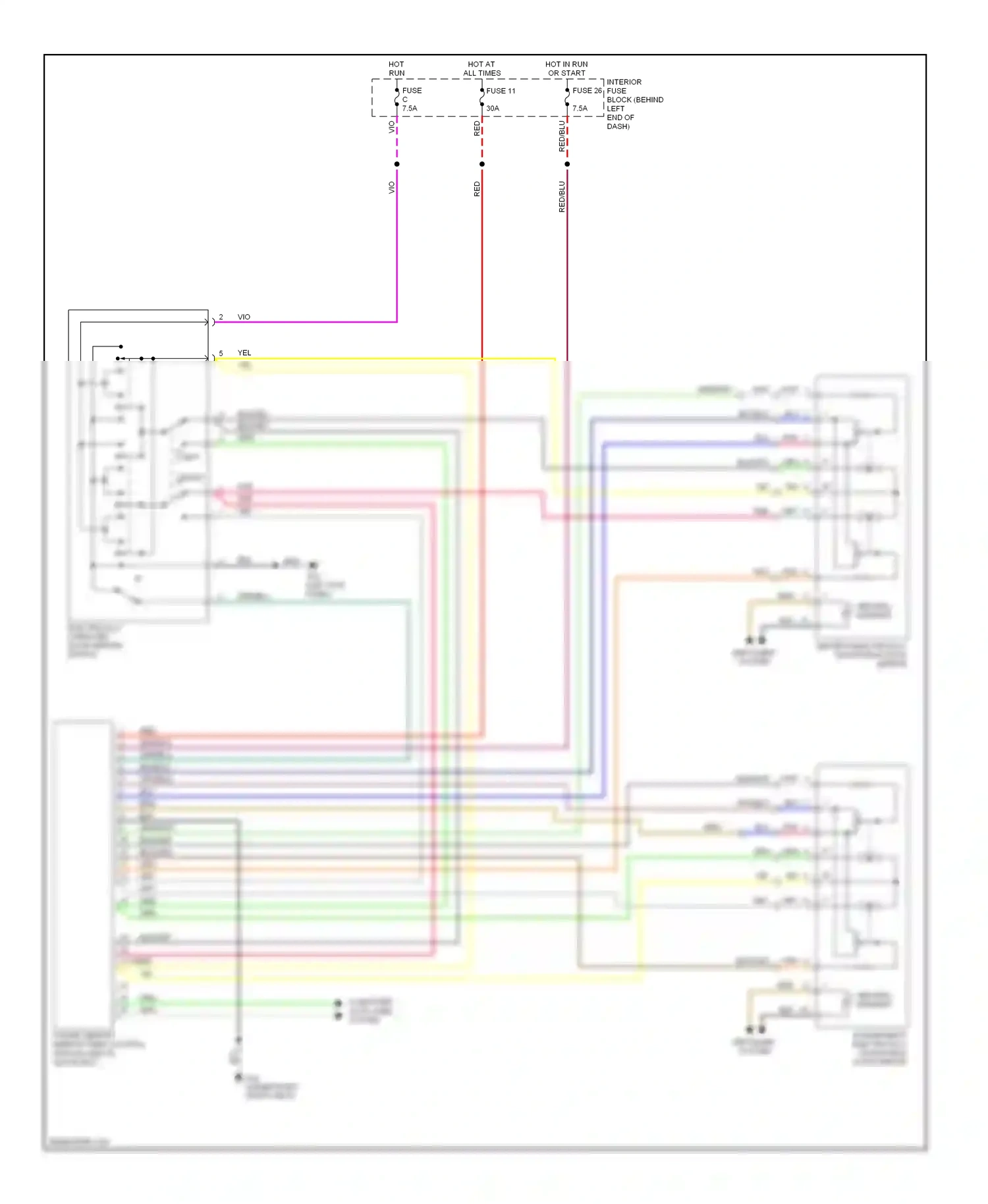 Saab 9-5 I facelift (2001-2005) switch wiring diagram  (1 of 2)