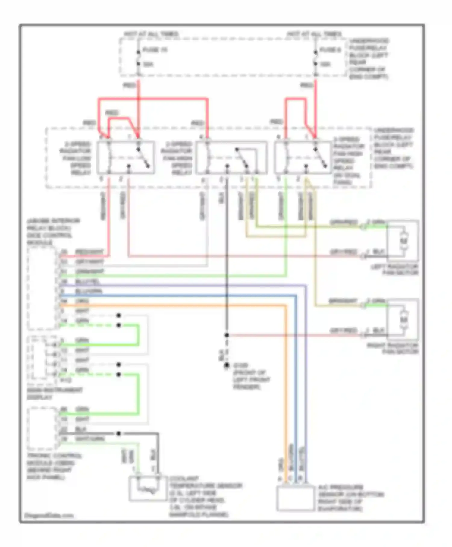 9-5 Saab I (1997-2001): Dual speed cooling fan circuit