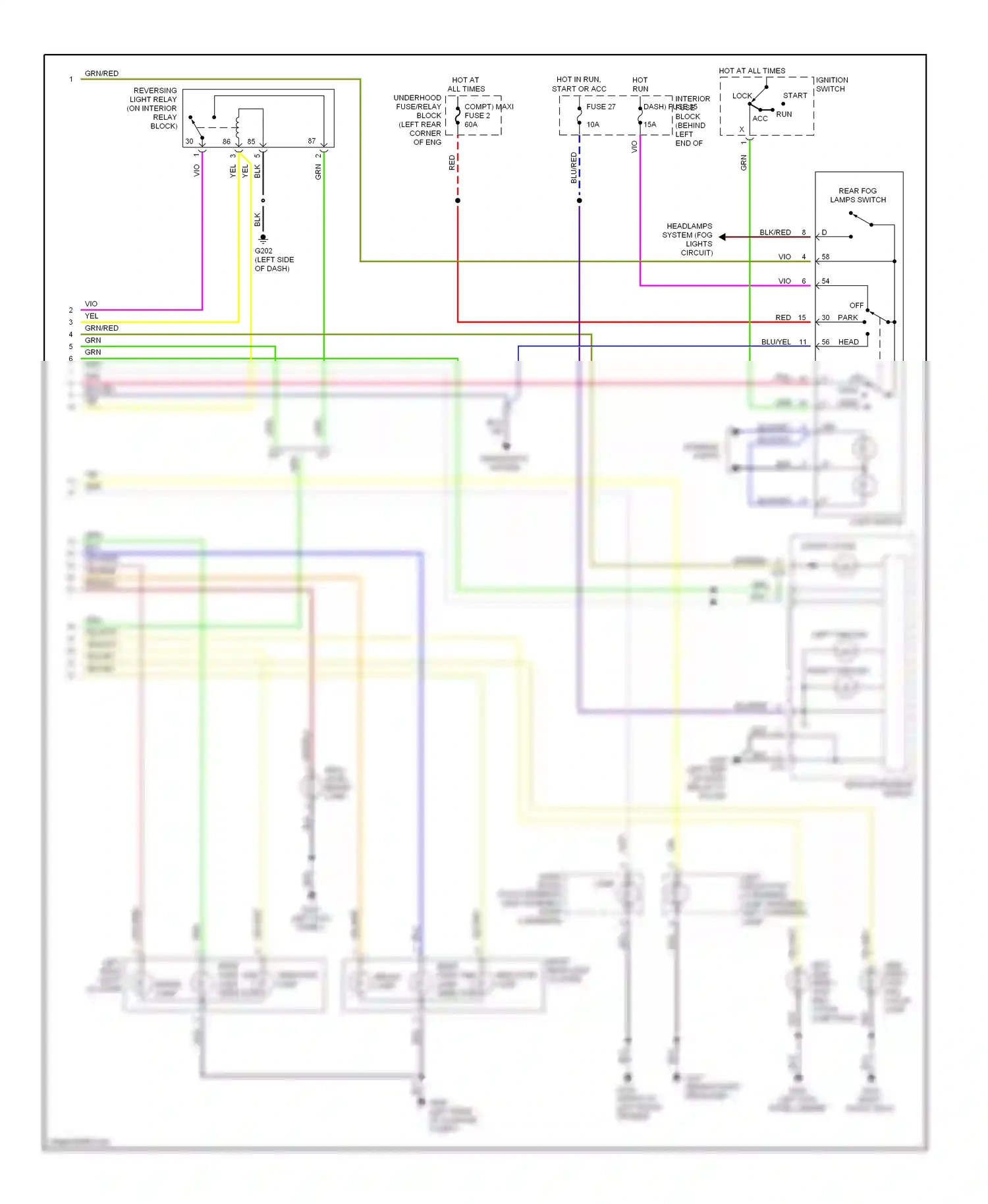 Saab 9-5 I (1997-2001) (left kick panel) wiring diagram  (3 of 10)
