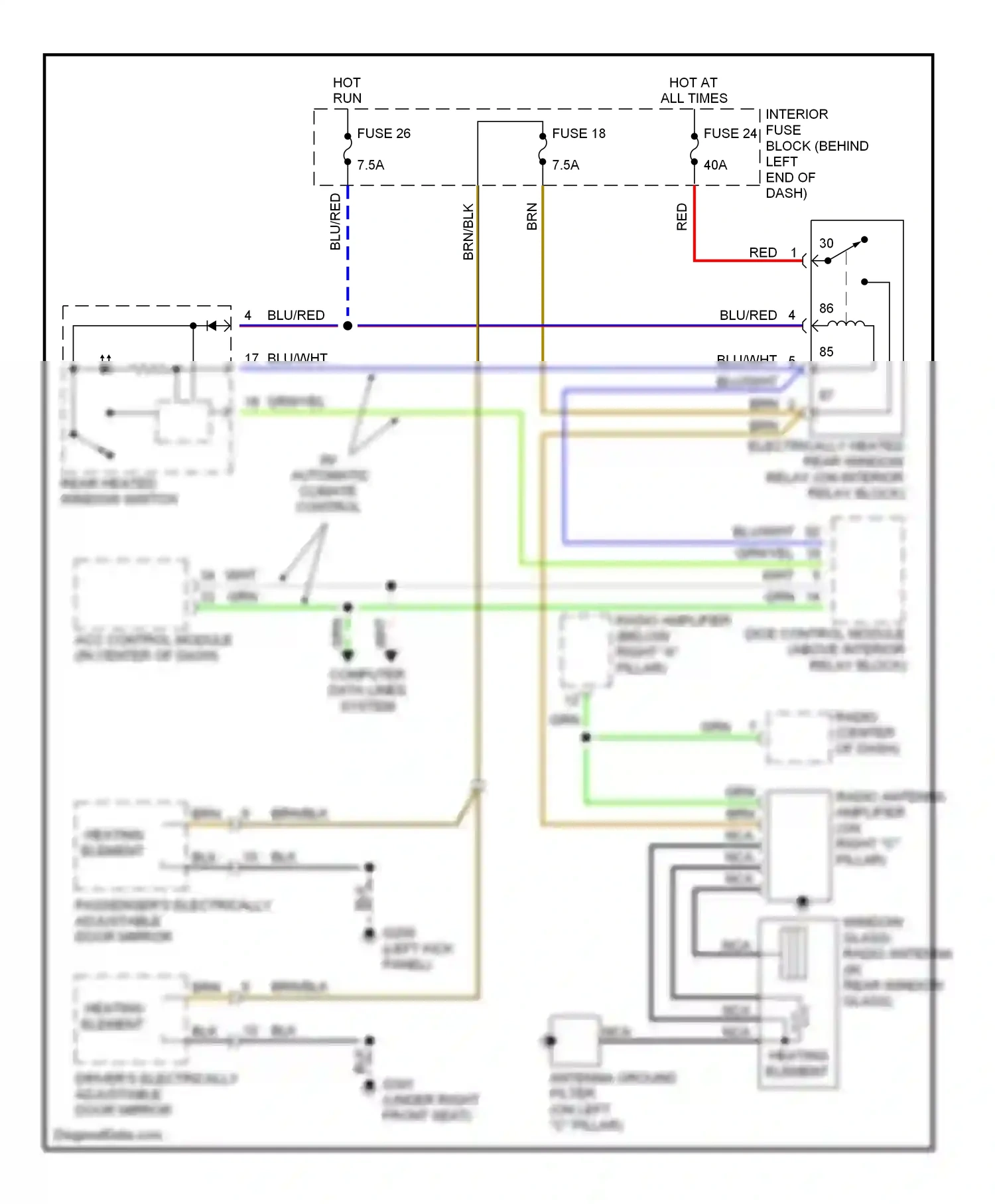 Saab 9-5 I (1997-2001) (left kick panel) wiring diagram  (2 of 10)