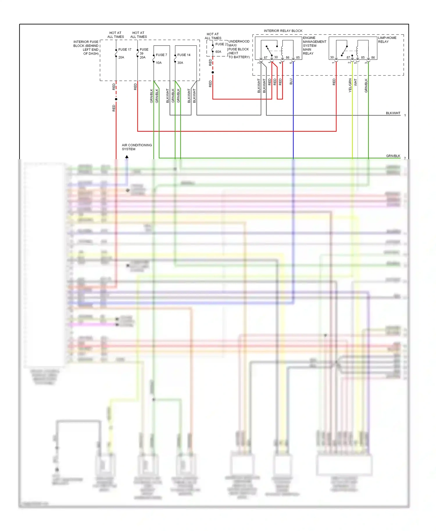 Saab 9-5 I (1997-2001) (left side engine bracket) wiring diagram  (1 of 4)