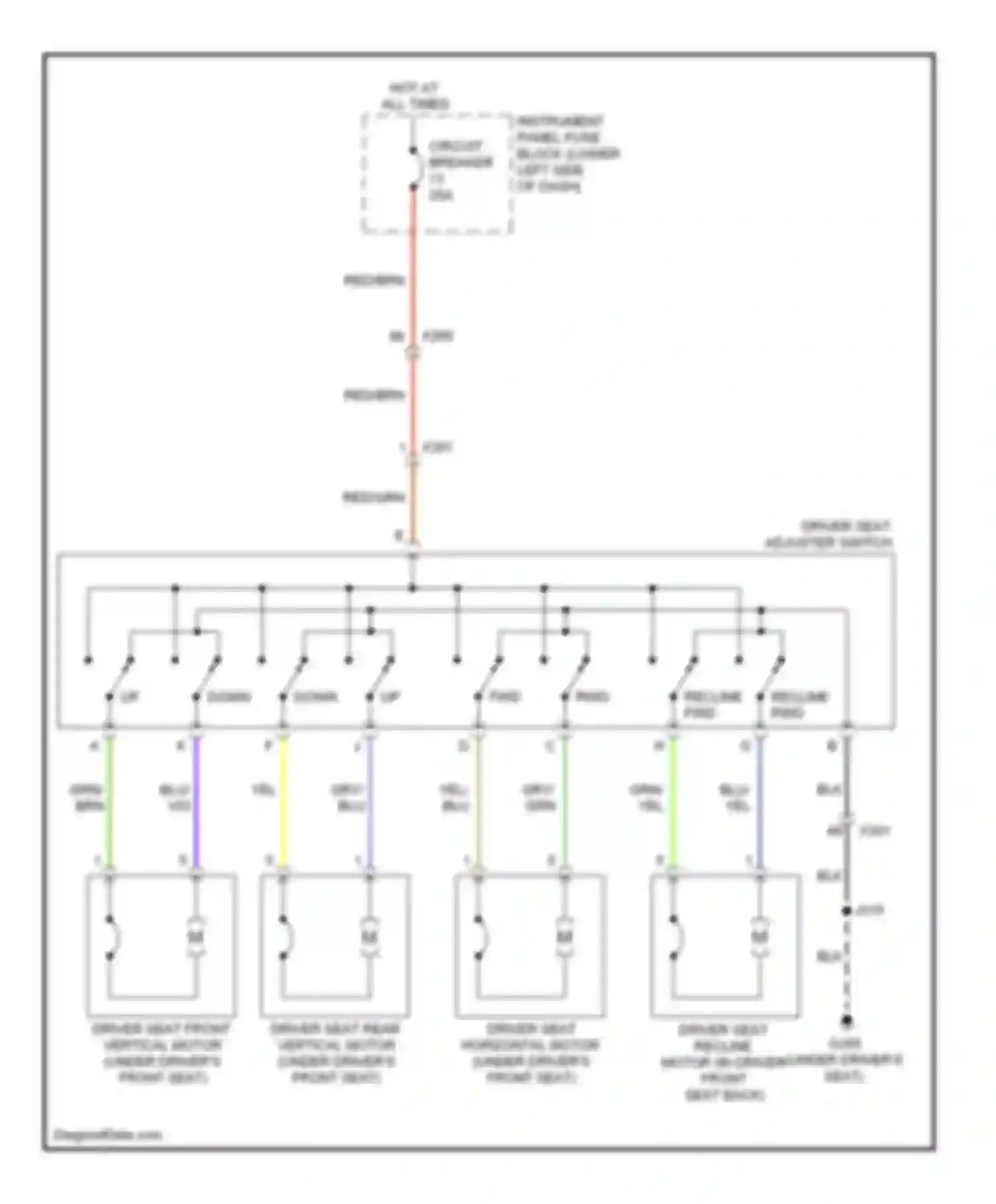 9-5 Saab II (2010-2012): Driver power seat circuit