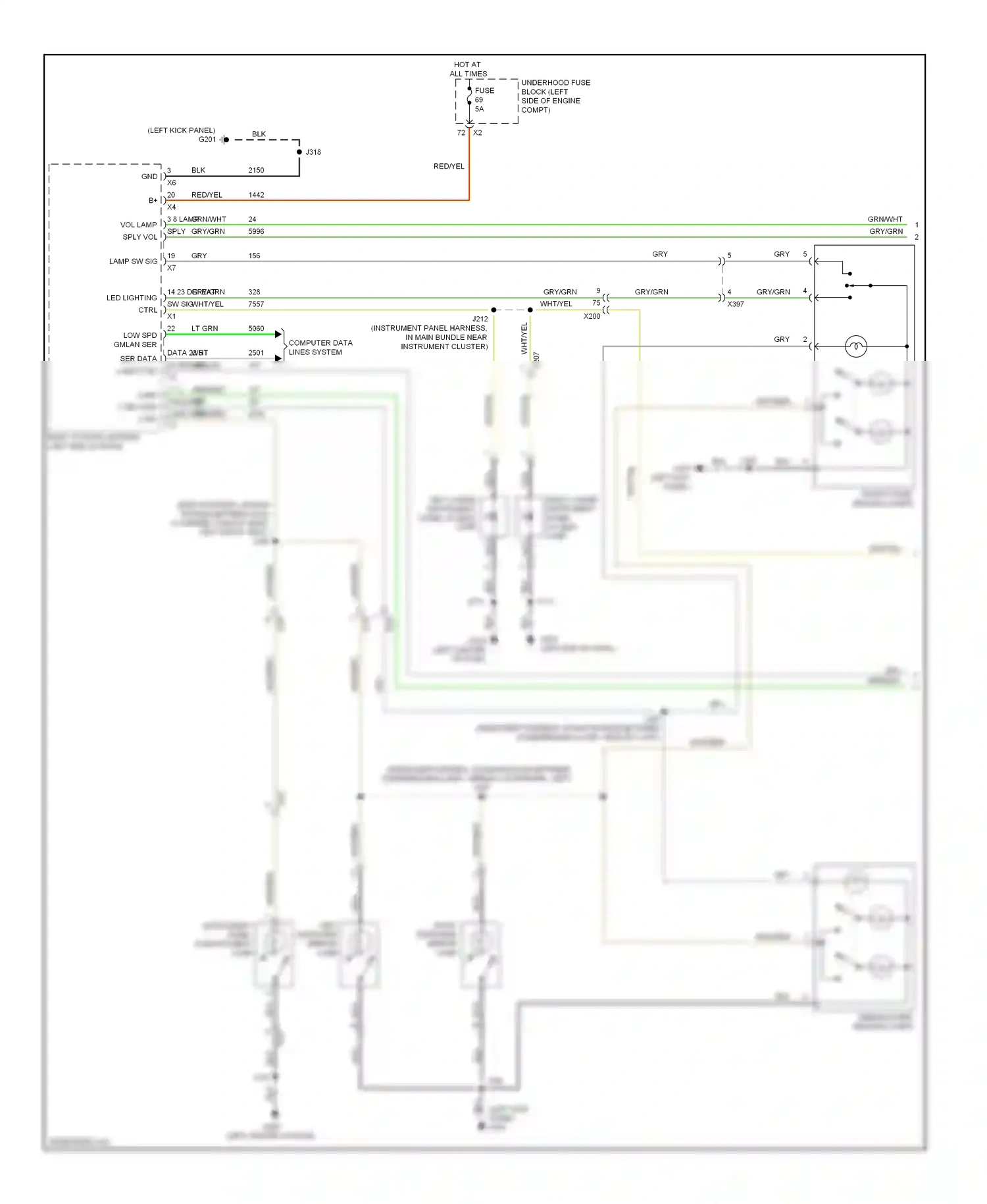 Saab 9-5 II (2010-2012) (left kick panel) wiring diagram  (12 of 47)