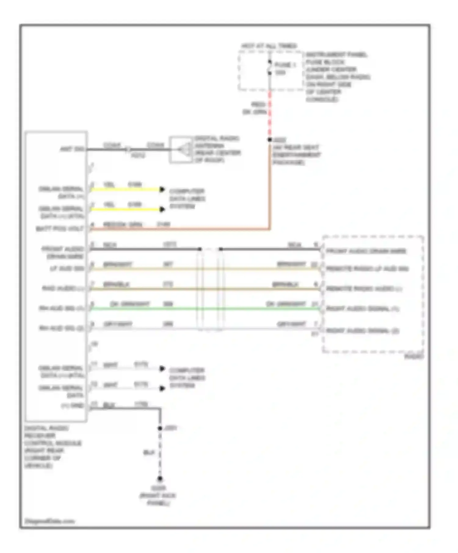 Wiring diagram rh aud sig 2 for Saab 9-5 II (2010-2012) (5 of 5)