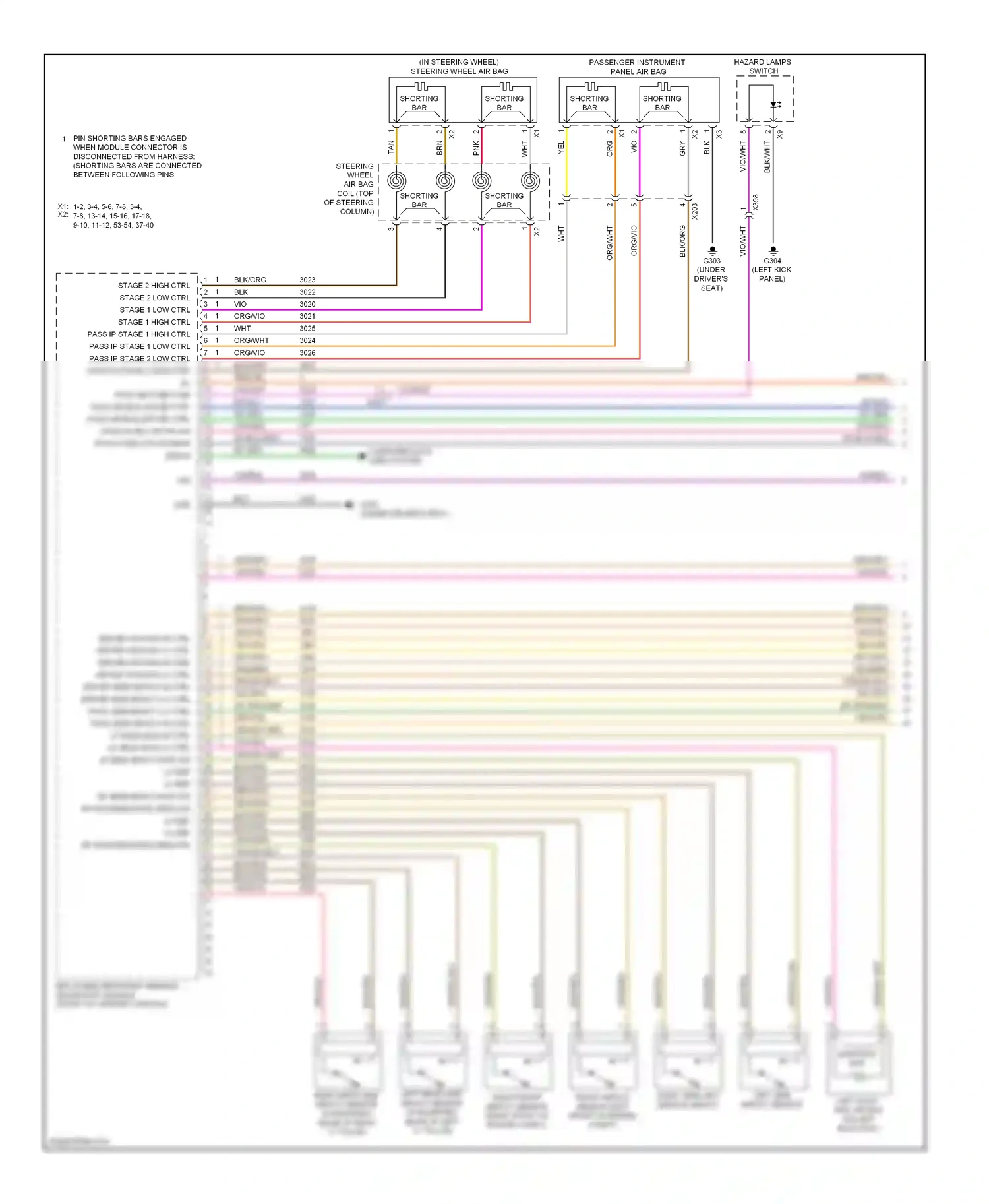 Saab 9-5 II (2010-2012) right side left front impact sensor impact sensor (left front of engine compt) wiring diagram  (1 of 1)