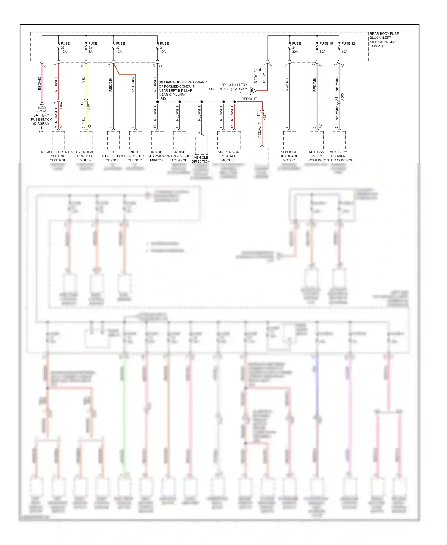 Saab 9-5 II (2010-2012) right side object sensor (if equipped) wiring diagram  (1 of 1)