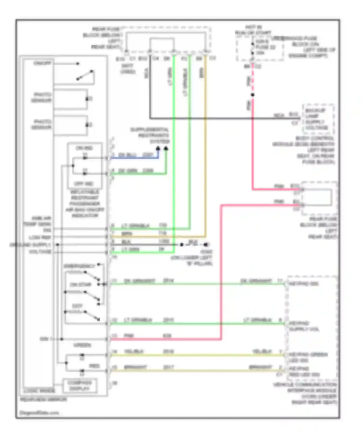 9-7X Saab I (2005-2009): Automatic day/night mirror circuit