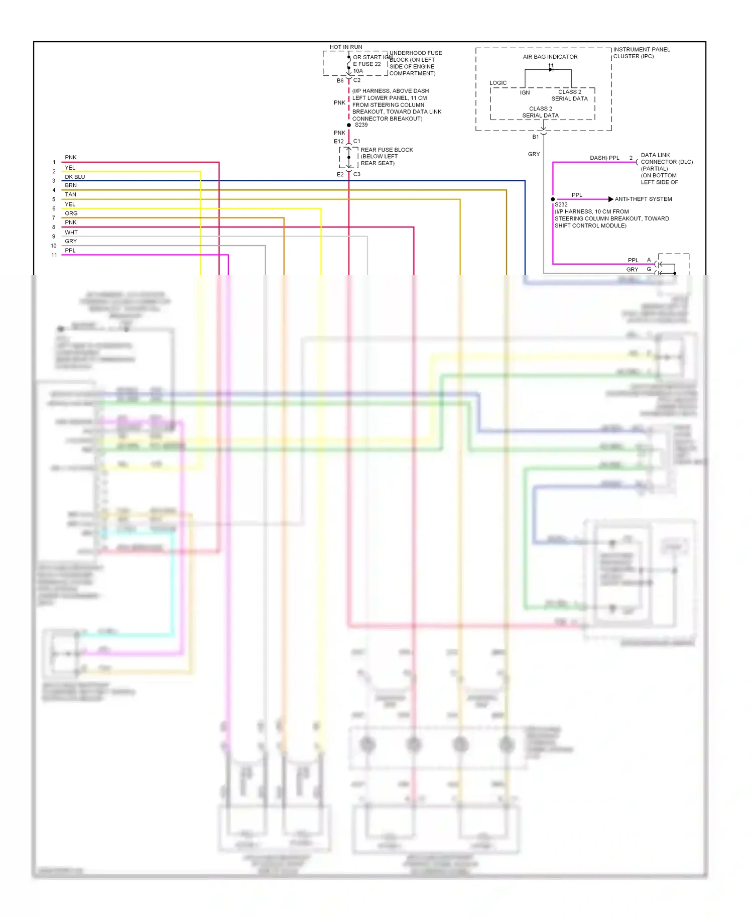 Saab 9-7X I (2005-2009) data link connector (dlc) (partial) (on bottom left side of dash) ppl wiring diagram  (1 of 1)