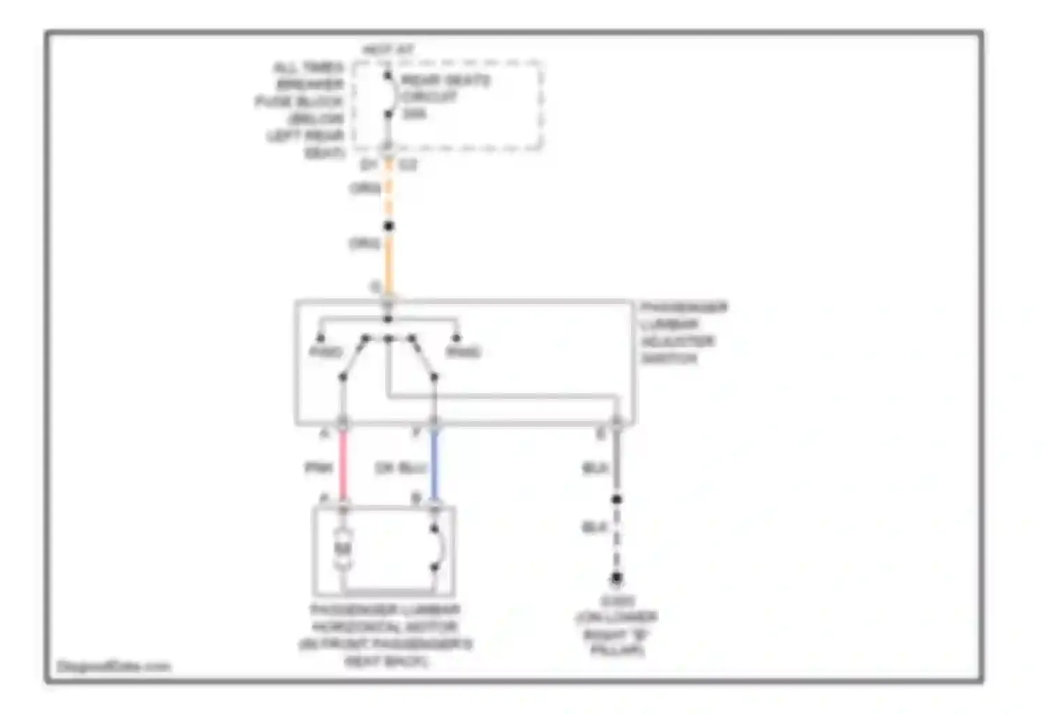 Wiring diagram passenger lumbar adjuster switch for Saab 9-7X I (2005-2009) (1 of 2)