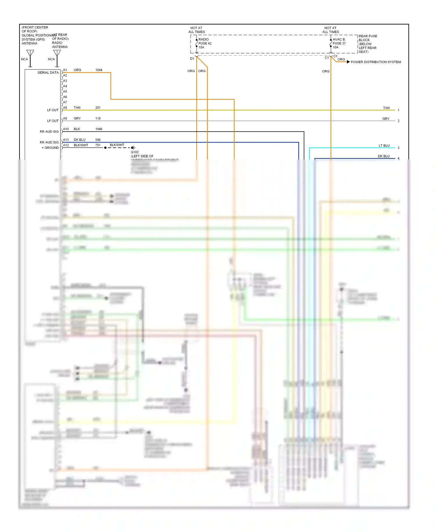 Saab 9-7X I (2005-2009) (under lower console) wiring diagram  (1 of 1)