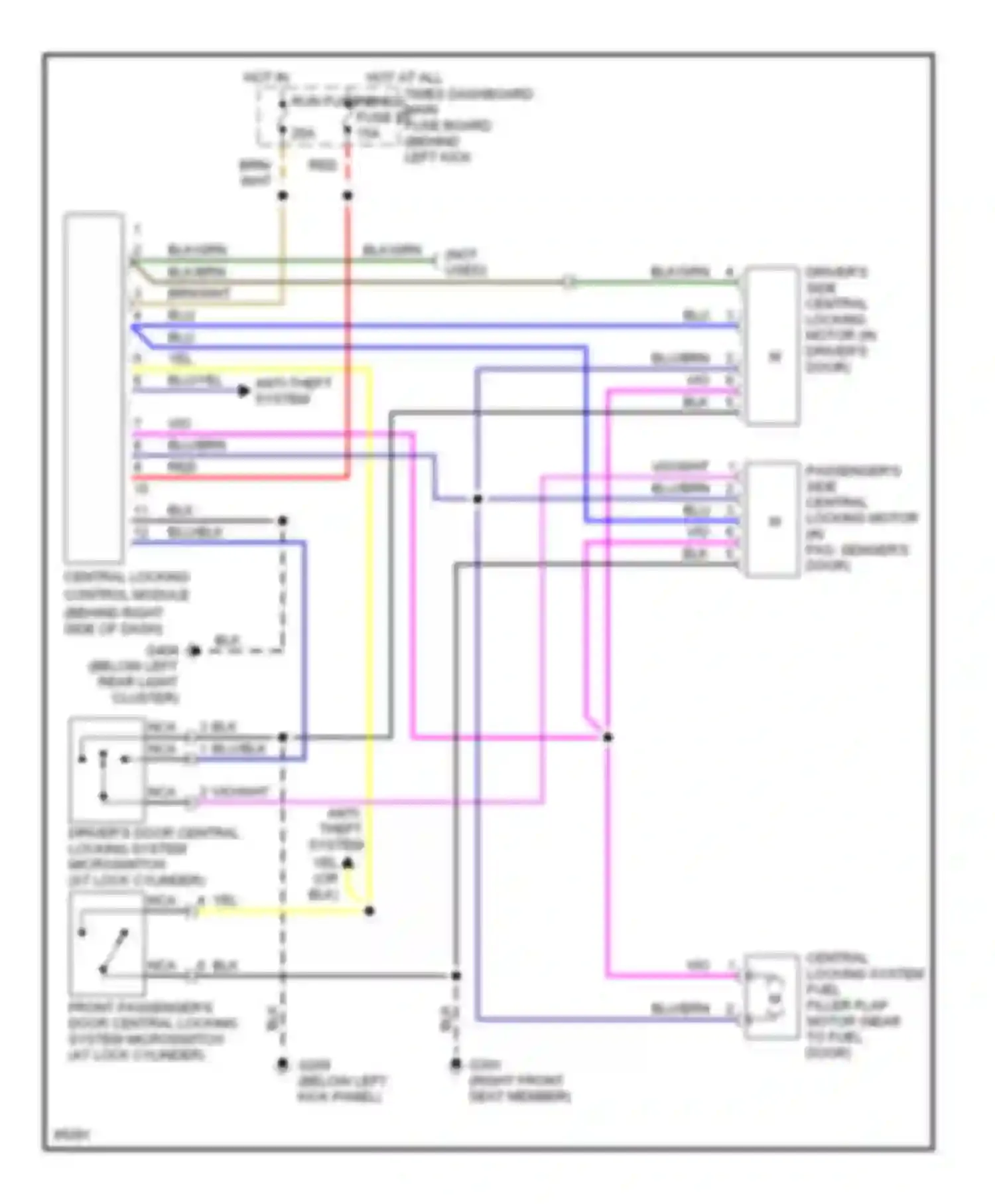 900 Saab II (1993-1998): Power door lock circuit, convertible