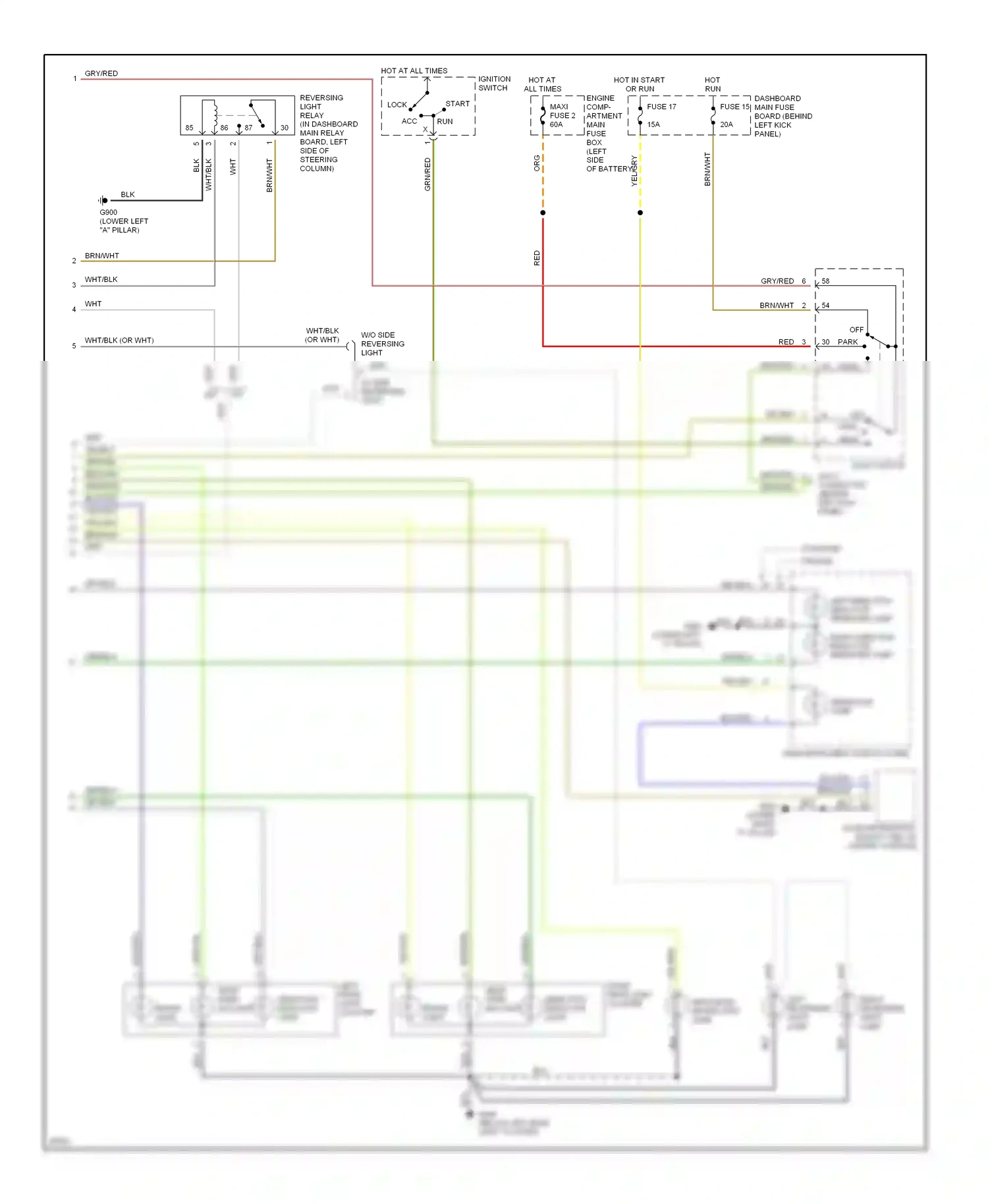 Wiring diagram blu/org for Saab 900 II (1993-1998) (4 of 11)