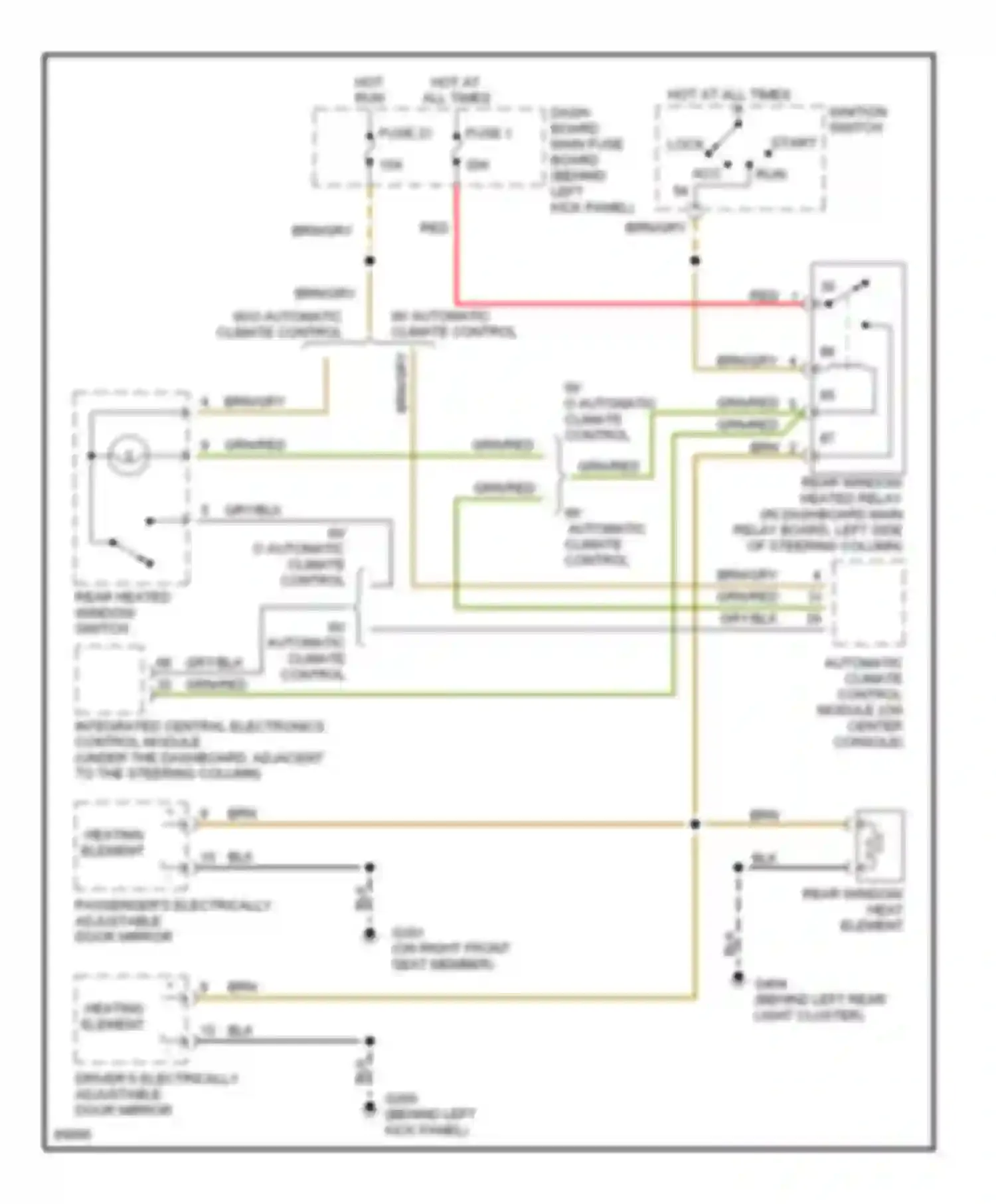 Wiring diagram rear heated window switch for Saab 900 II (1993-1998) (1 of 1)