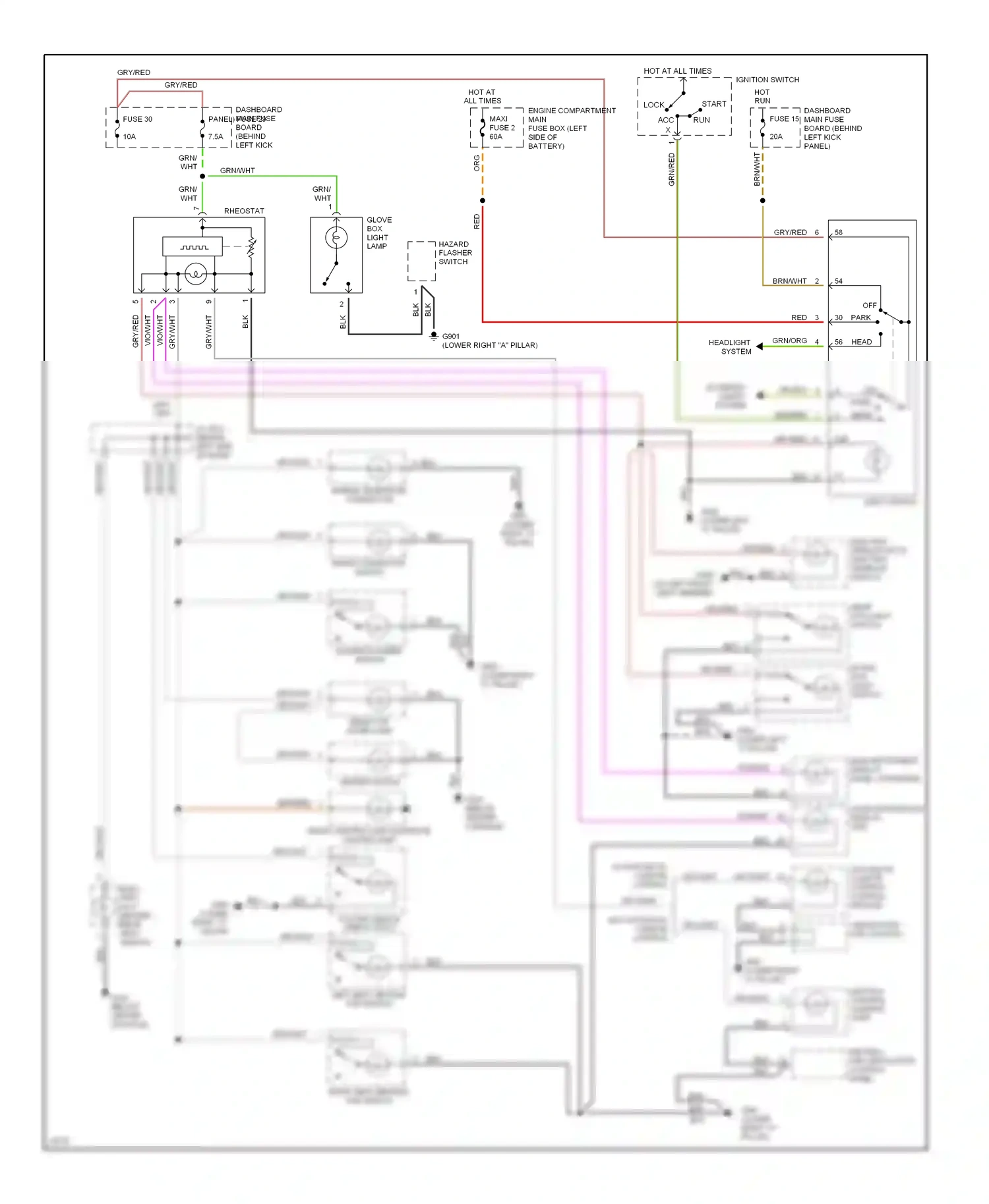 Wiring diagram run for Saab 900 II (1993-1998) (8 of 11)