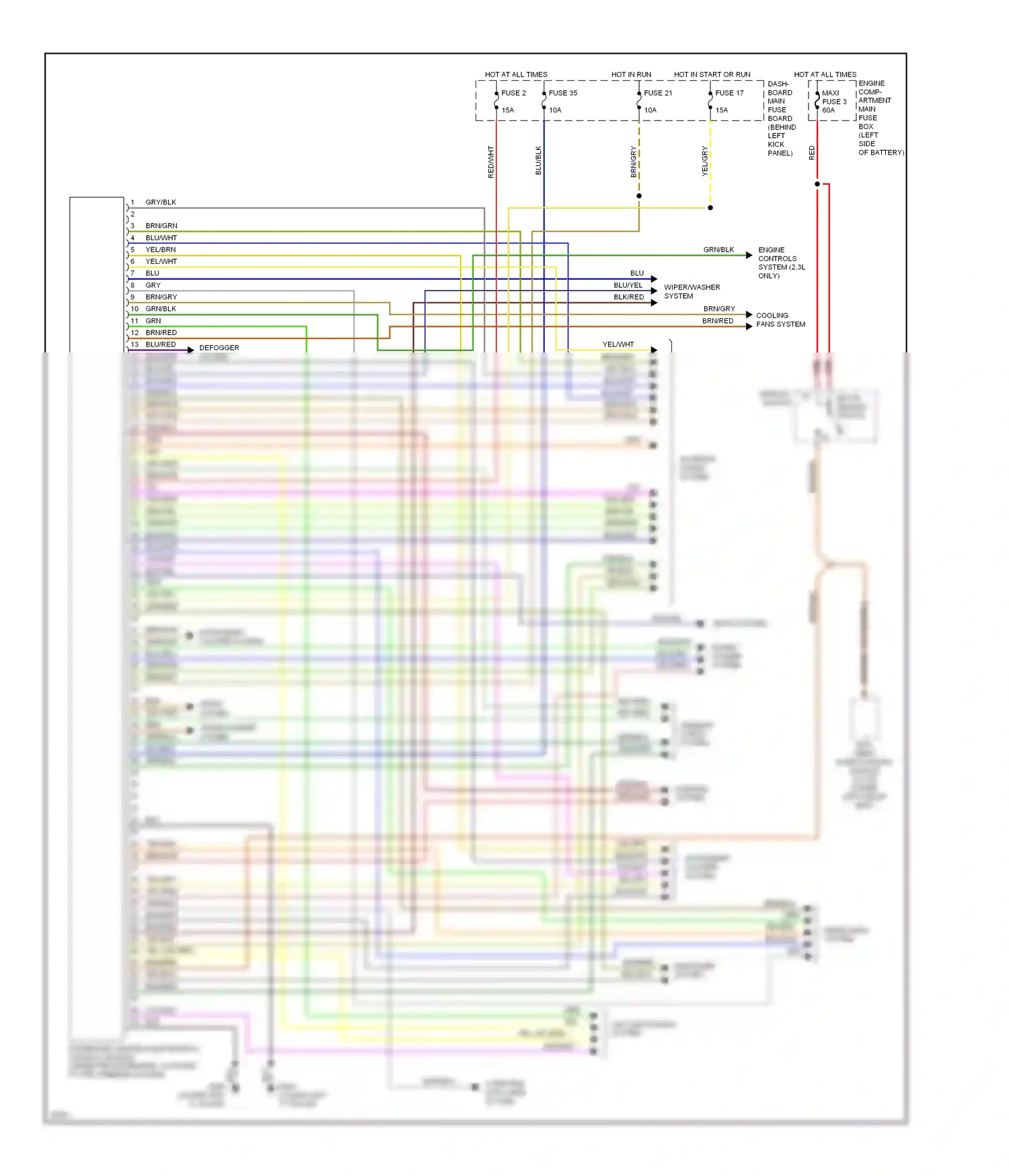 Wiring diagram wiper/washer system for Saab 900 II (1993-1998) (1 of 1)