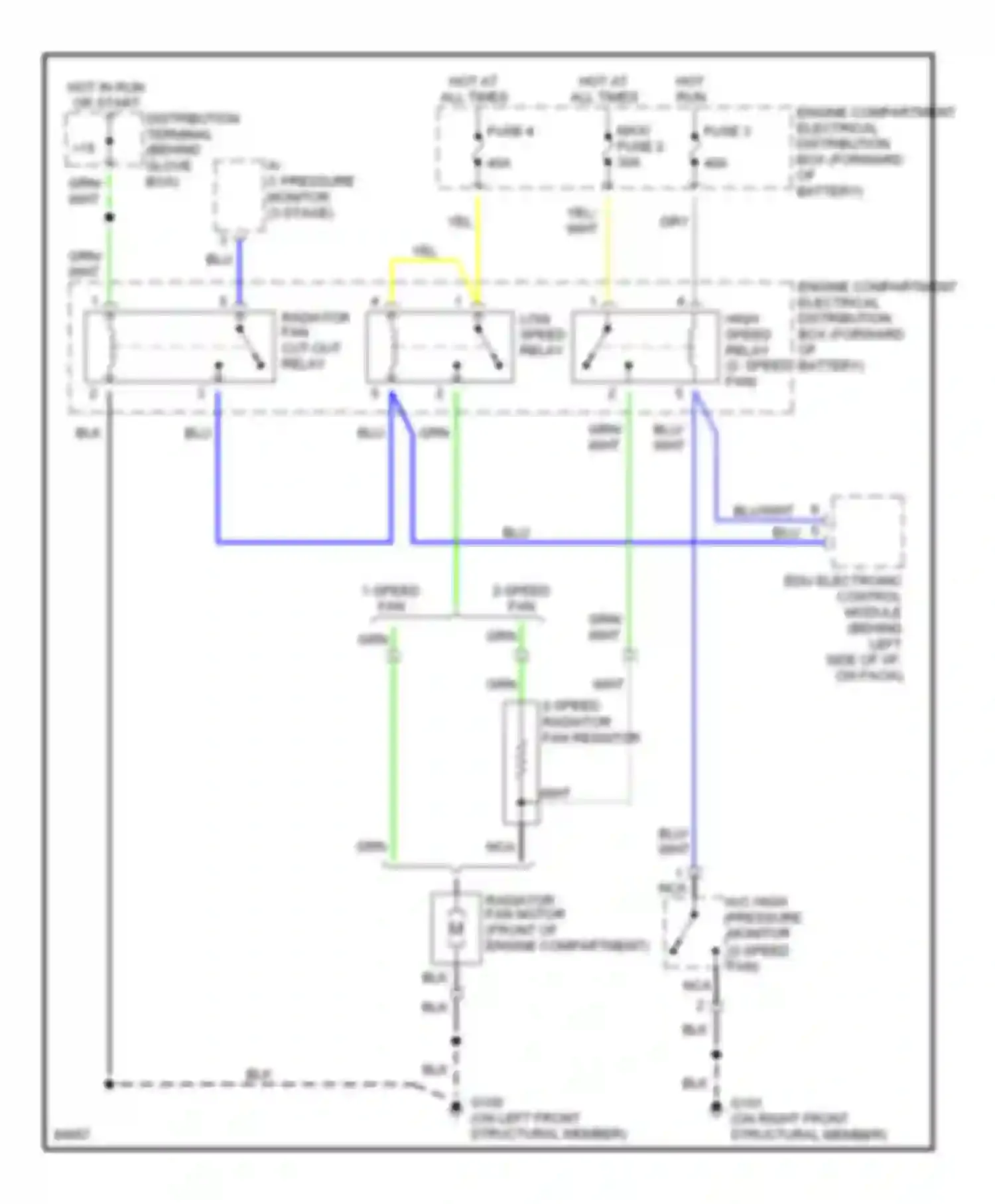 9000 Saab I facelift (1991-1998): Cooling fan circuit