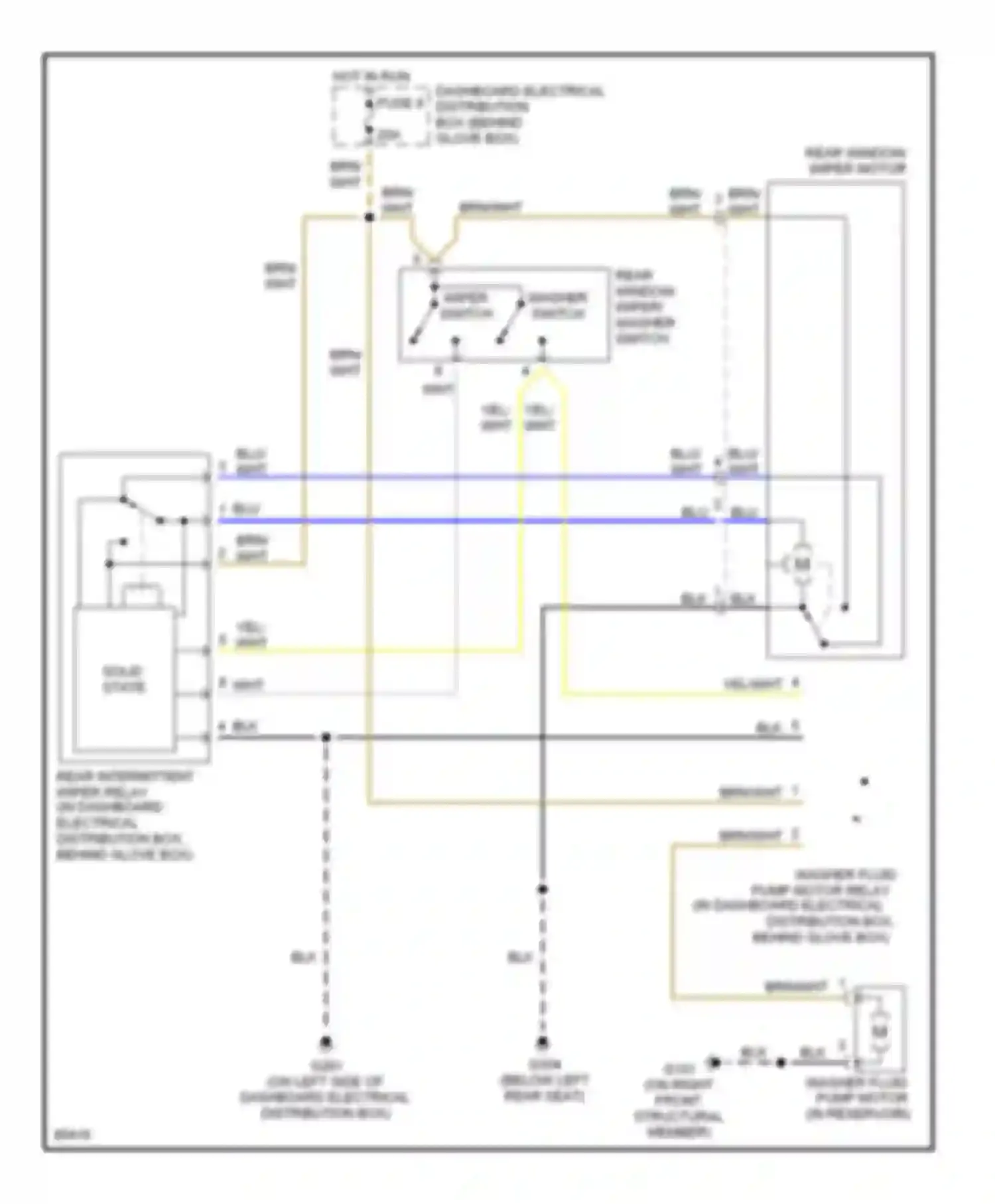 9000 Saab I facelift (1991-1998): Rear wiper/washer circuit