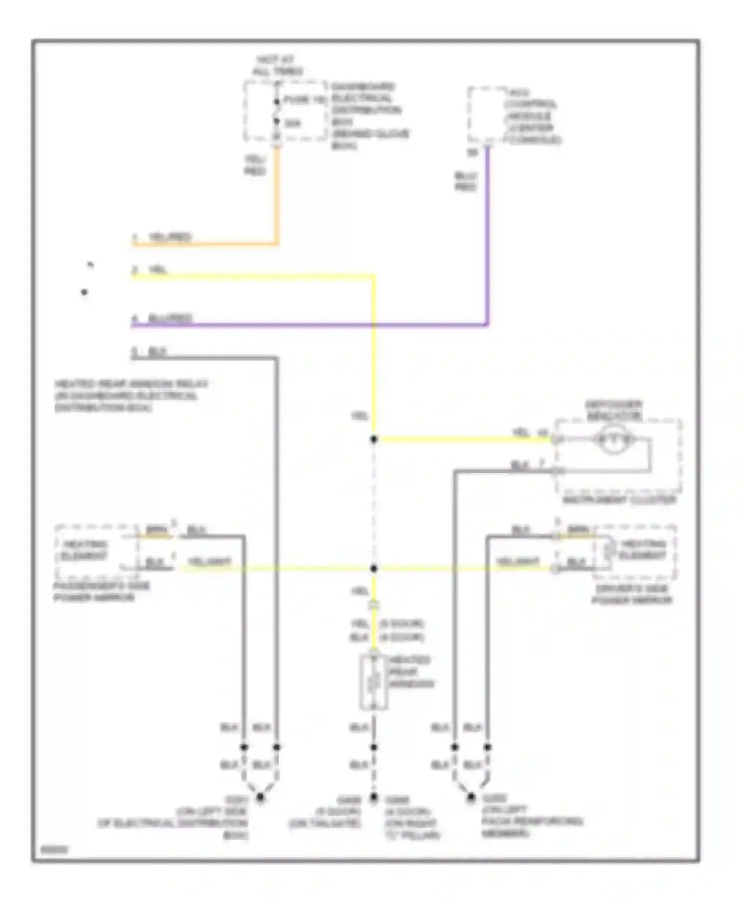 Wiring diagram defogger indicator for Saab 9000 I facelift (1991-1998) (1 of 3)