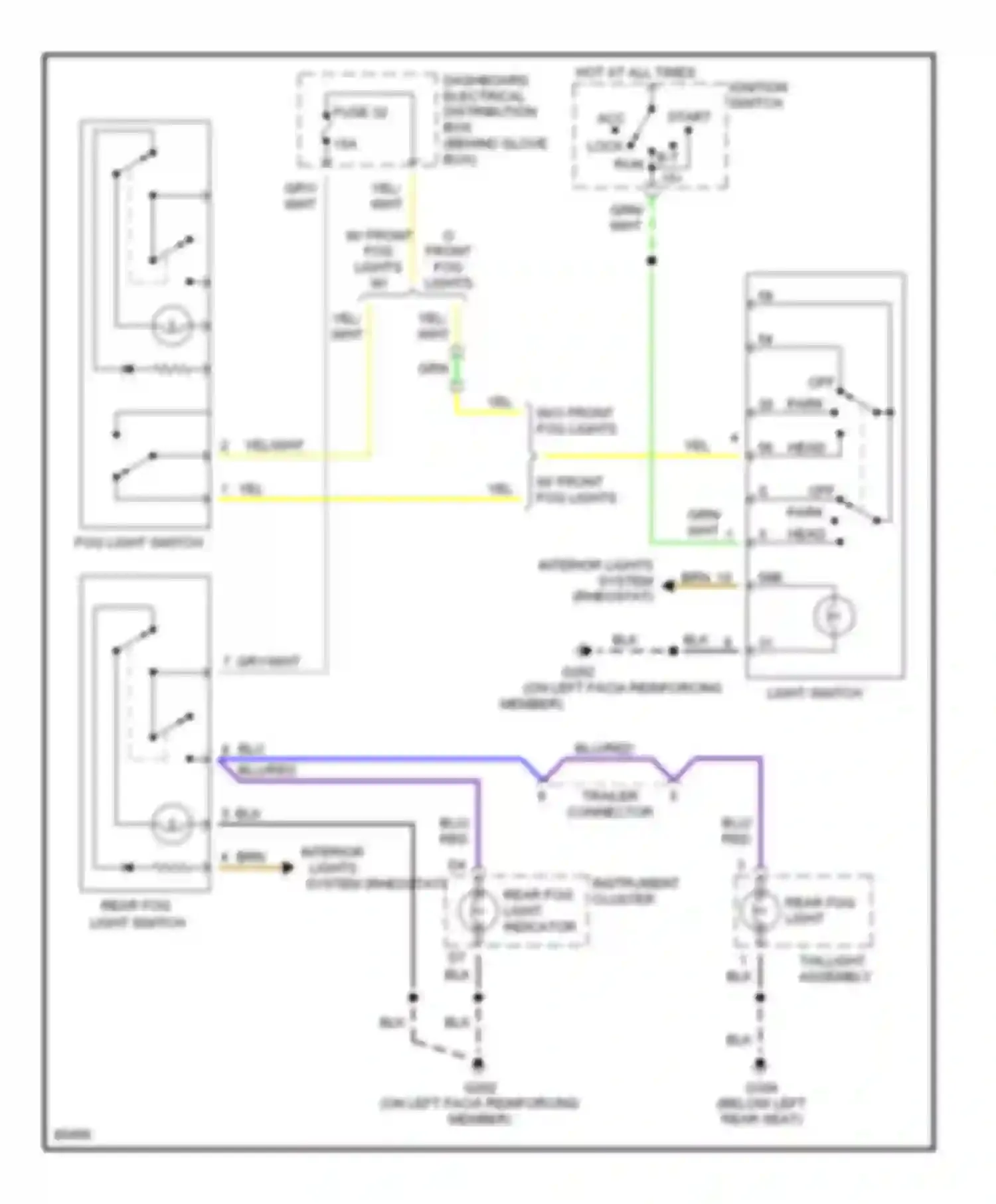 Wiring diagram light switch for Saab 9000 I facelift (1991-1998) (8 of 11)