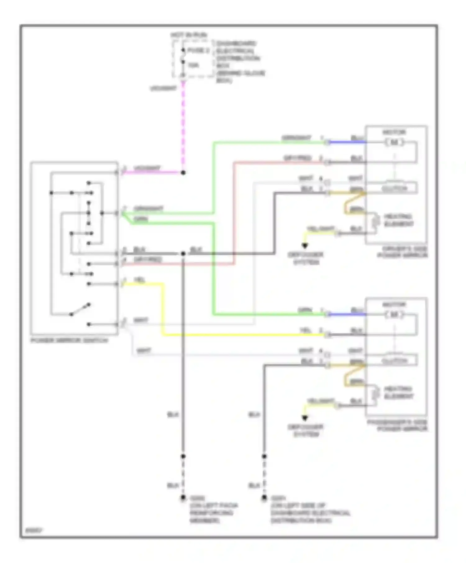 Wiring diagram power mirror switch for Saab 9000 I facelift (1991-1998) (1 of 1)