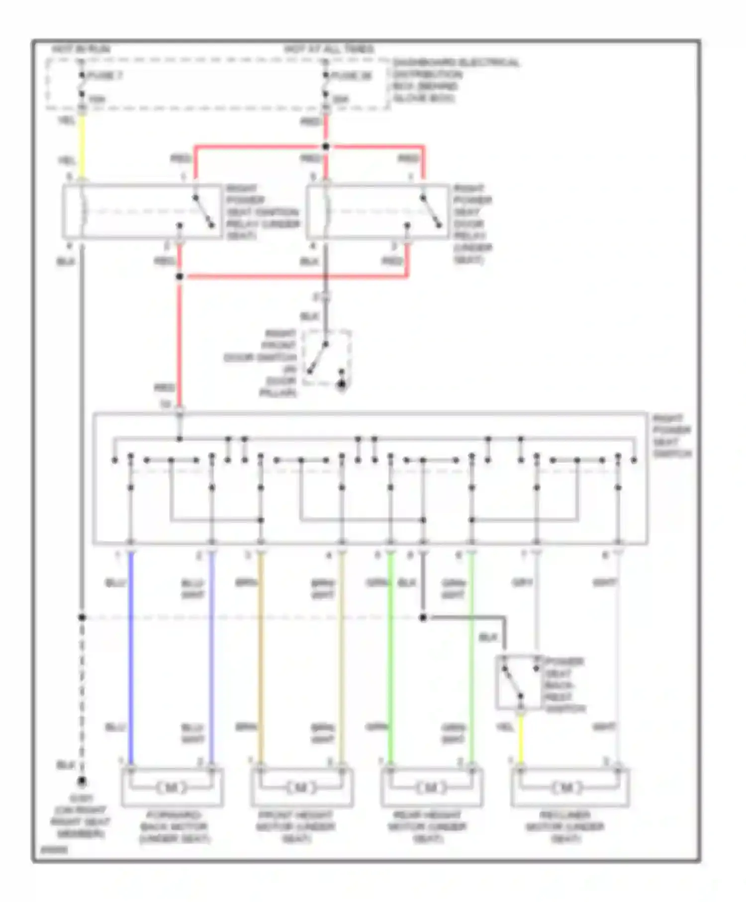 Wiring diagram power seat back- rest switch for Saab 9000 I facelift (1991-1998) (1 of 1)