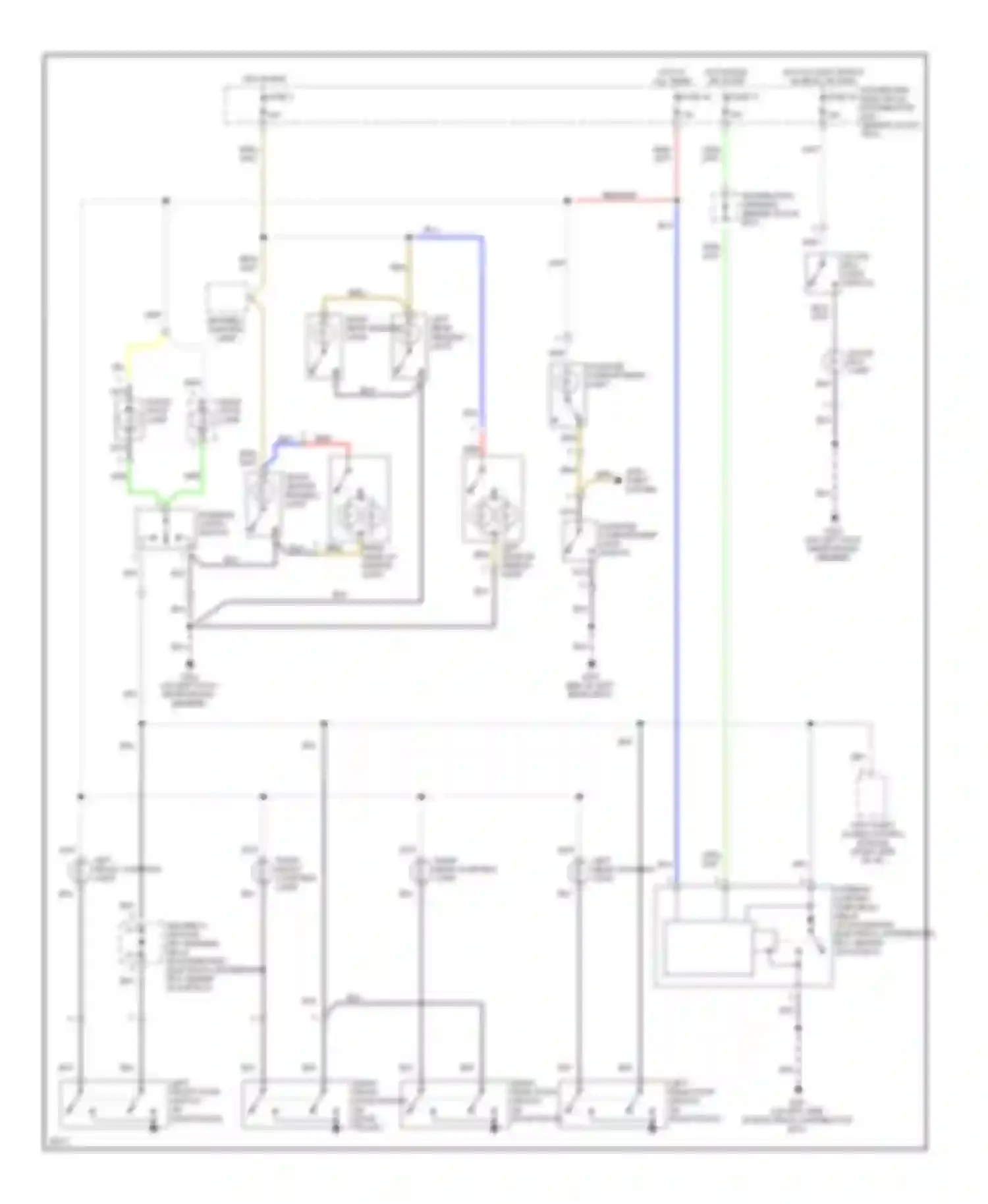 Wiring diagram seatbelt/ ignition key warning relay for Saab 9000 I facelift (1991-1998) (2 of 3)