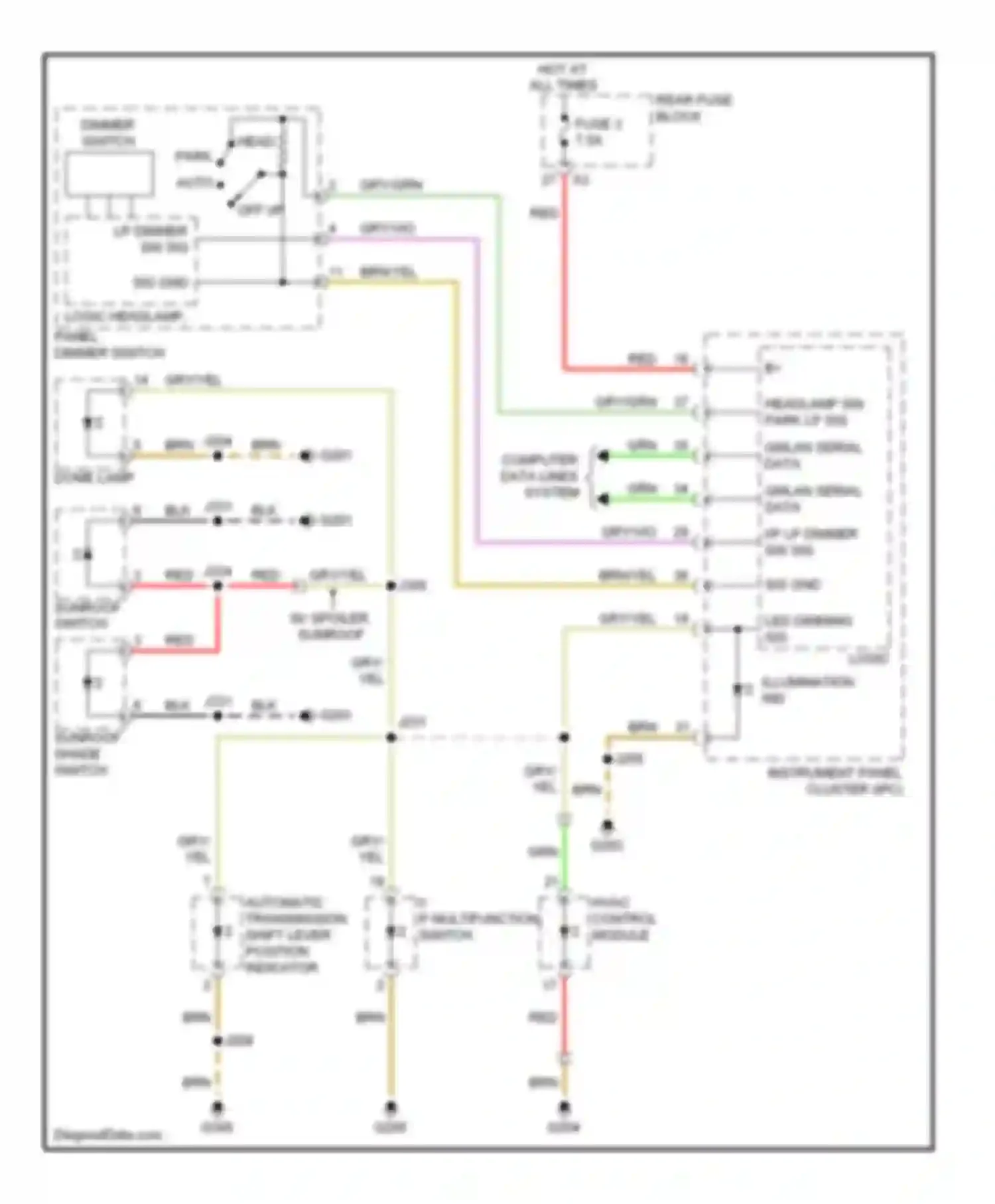 Astra Saturn I (2008-2009): Instrument illumination circuit