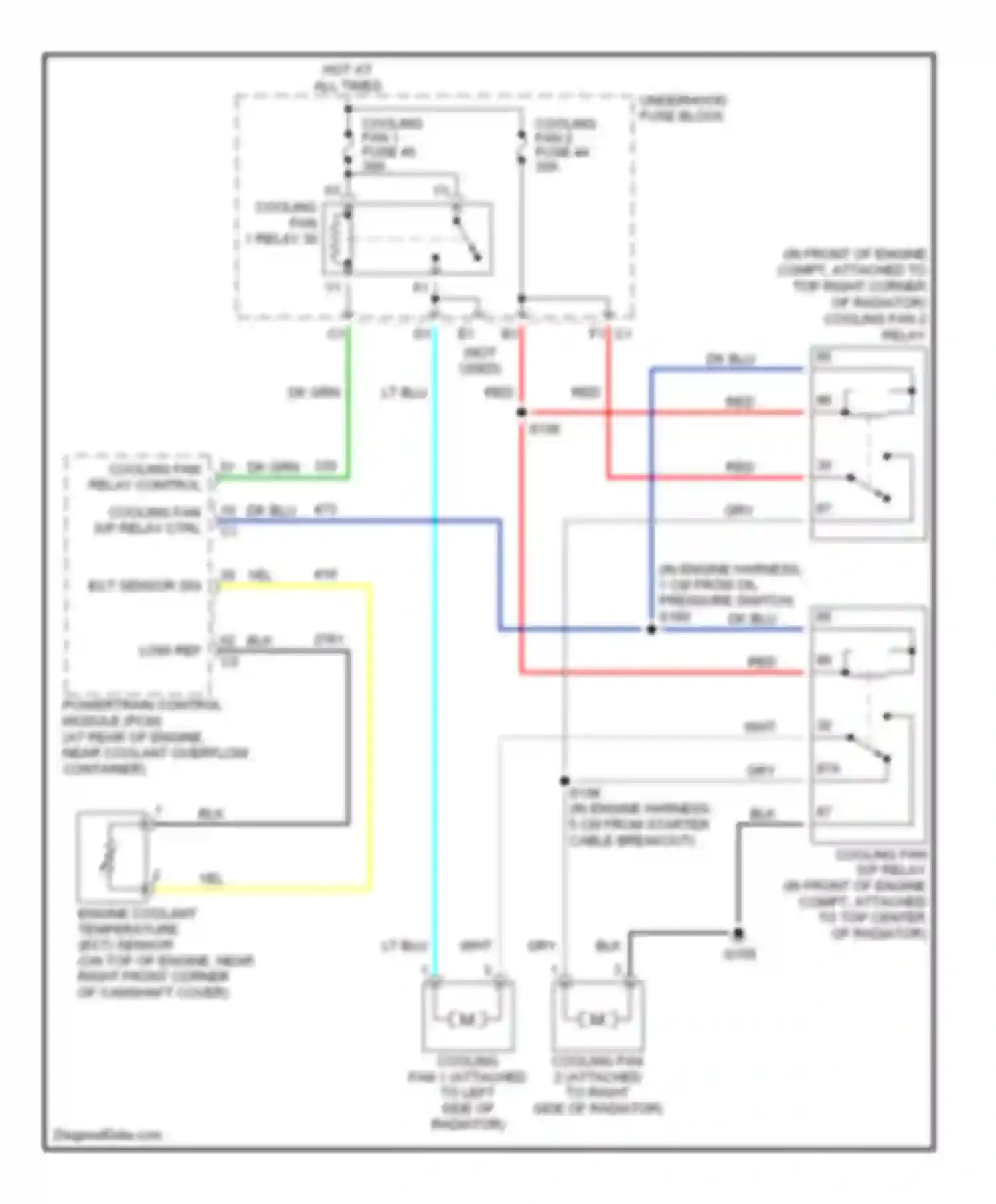 Wiring diagram cooling fan 1 relay 30 for Saturn ION I (2003-2007) (1 of 2)