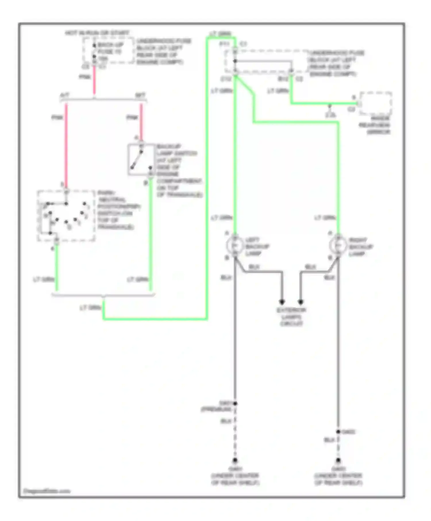 Wiring diagram right backup lamp for Saturn ION I (2003-2007) (1 of 3)