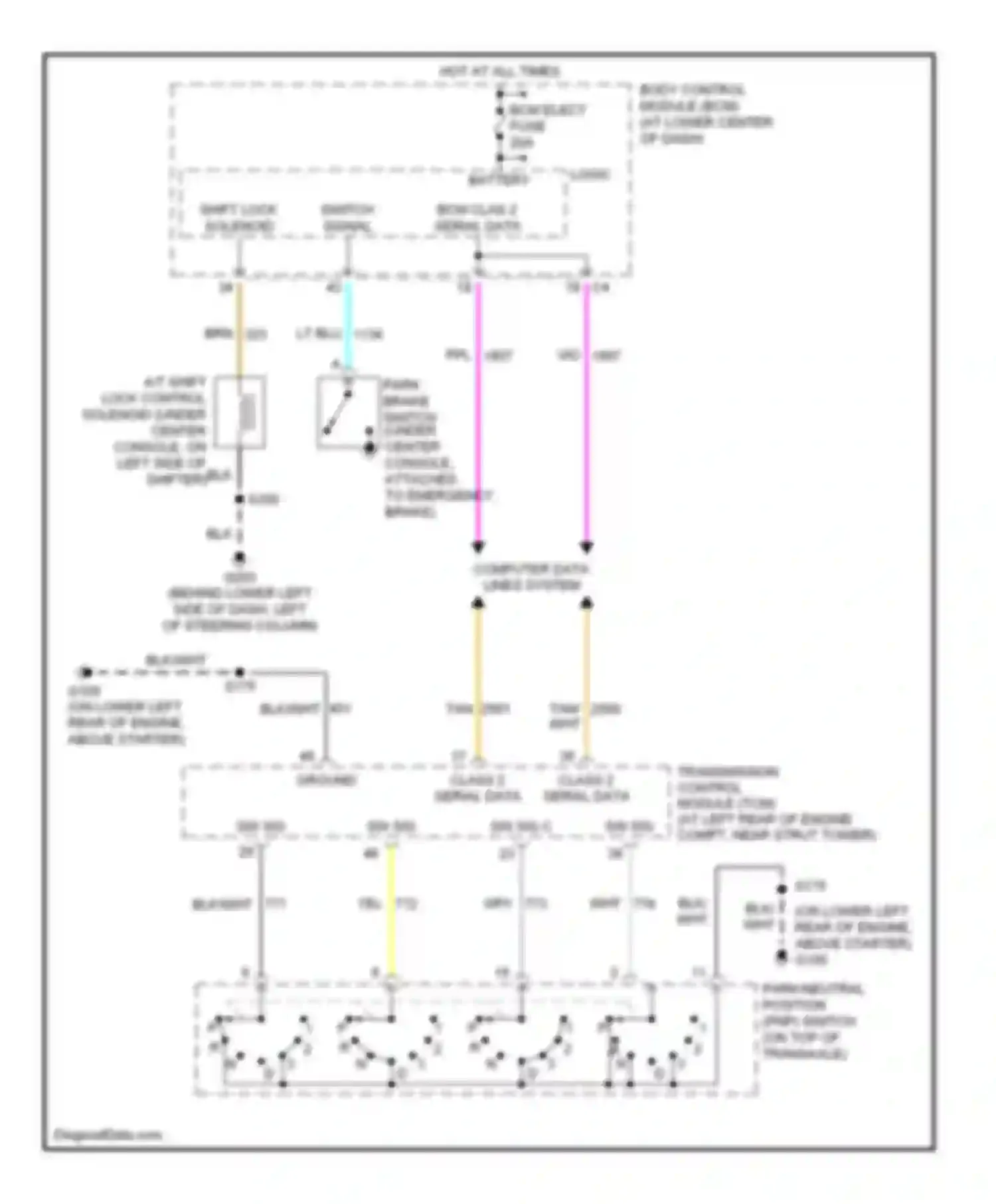 Wiring diagram to emergency brake) for Saturn ION I (2003-2007) (1 of 1)