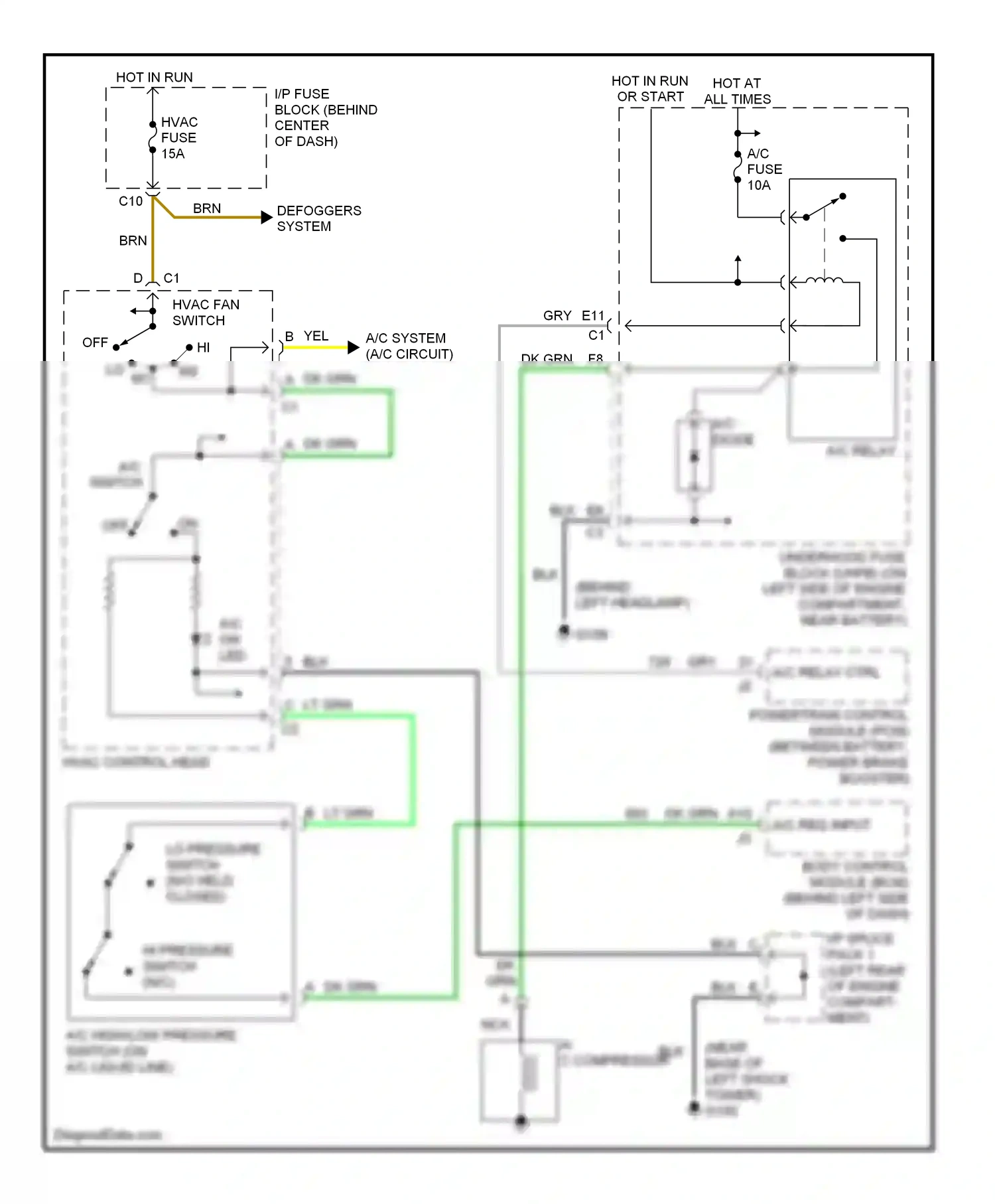 Saturn SL II (1996-2002) a/c compressor wiring diagram  (2 of 2)