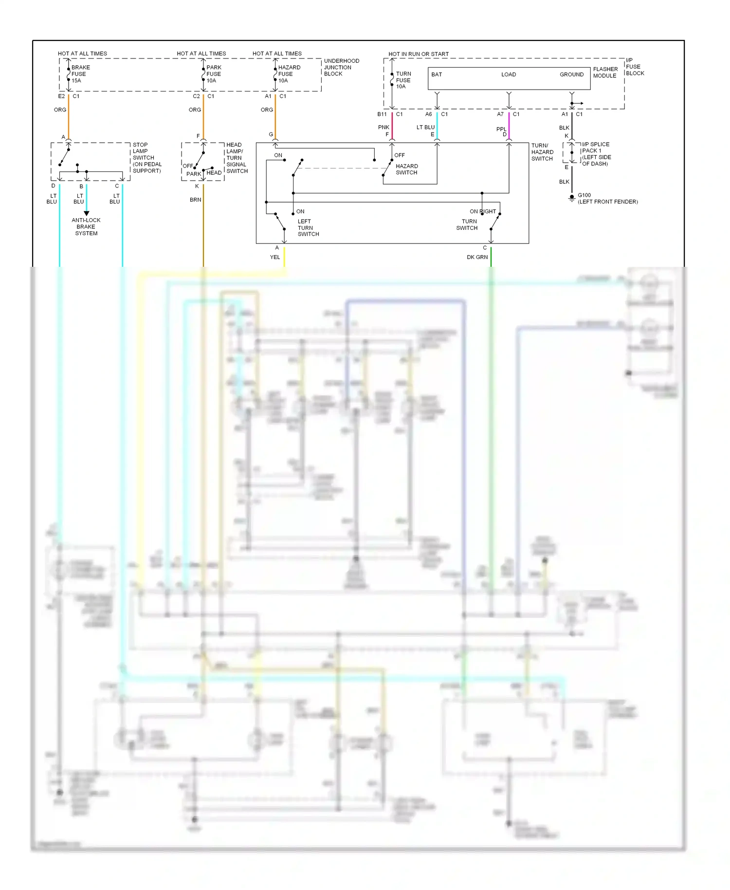 Saturn SL II (1996-2002) flasher module ground wiring diagram  (1 of 1)