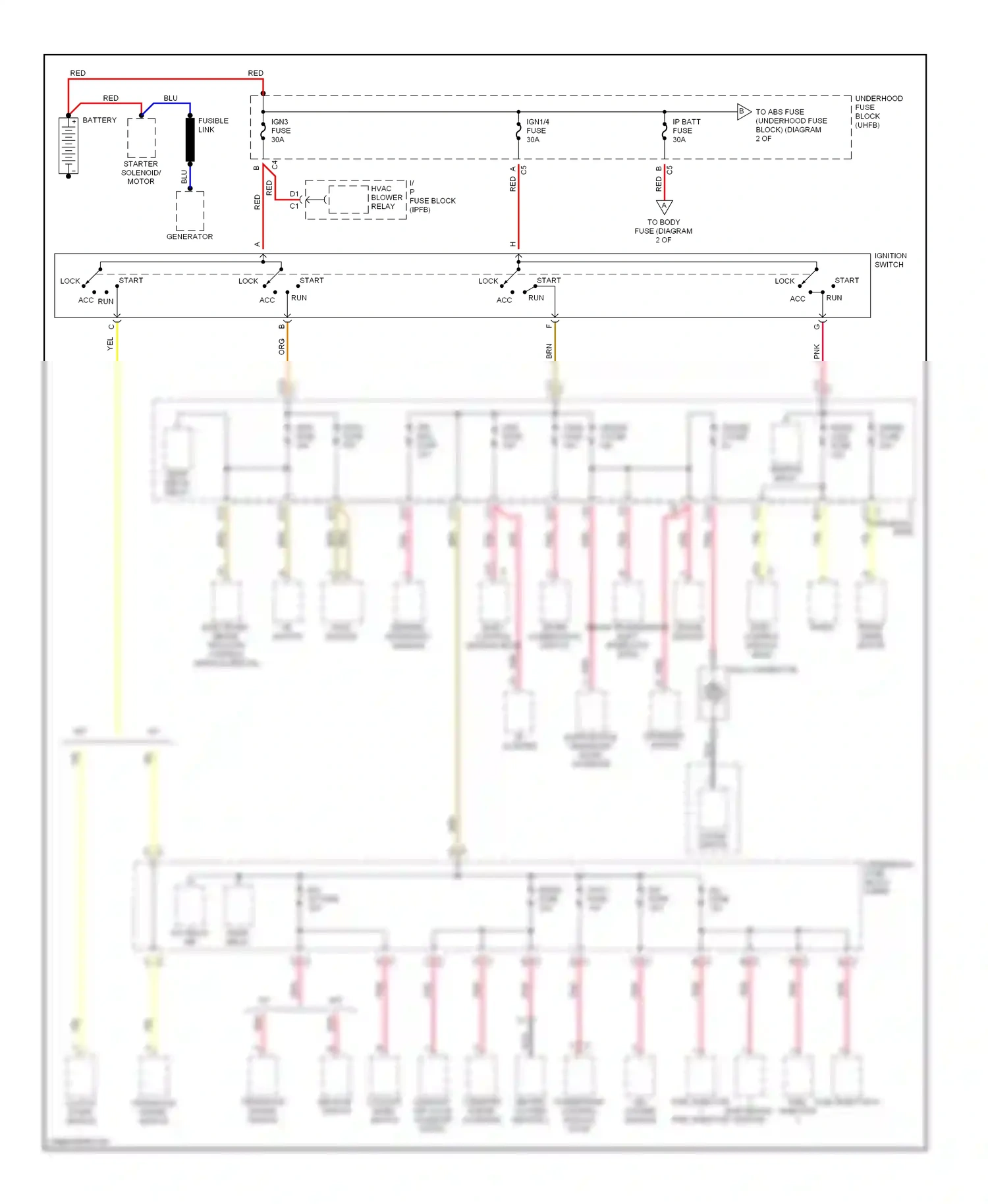 Saturn SL II (1996-2002) ignition switch wiring diagram  (2 of 4)