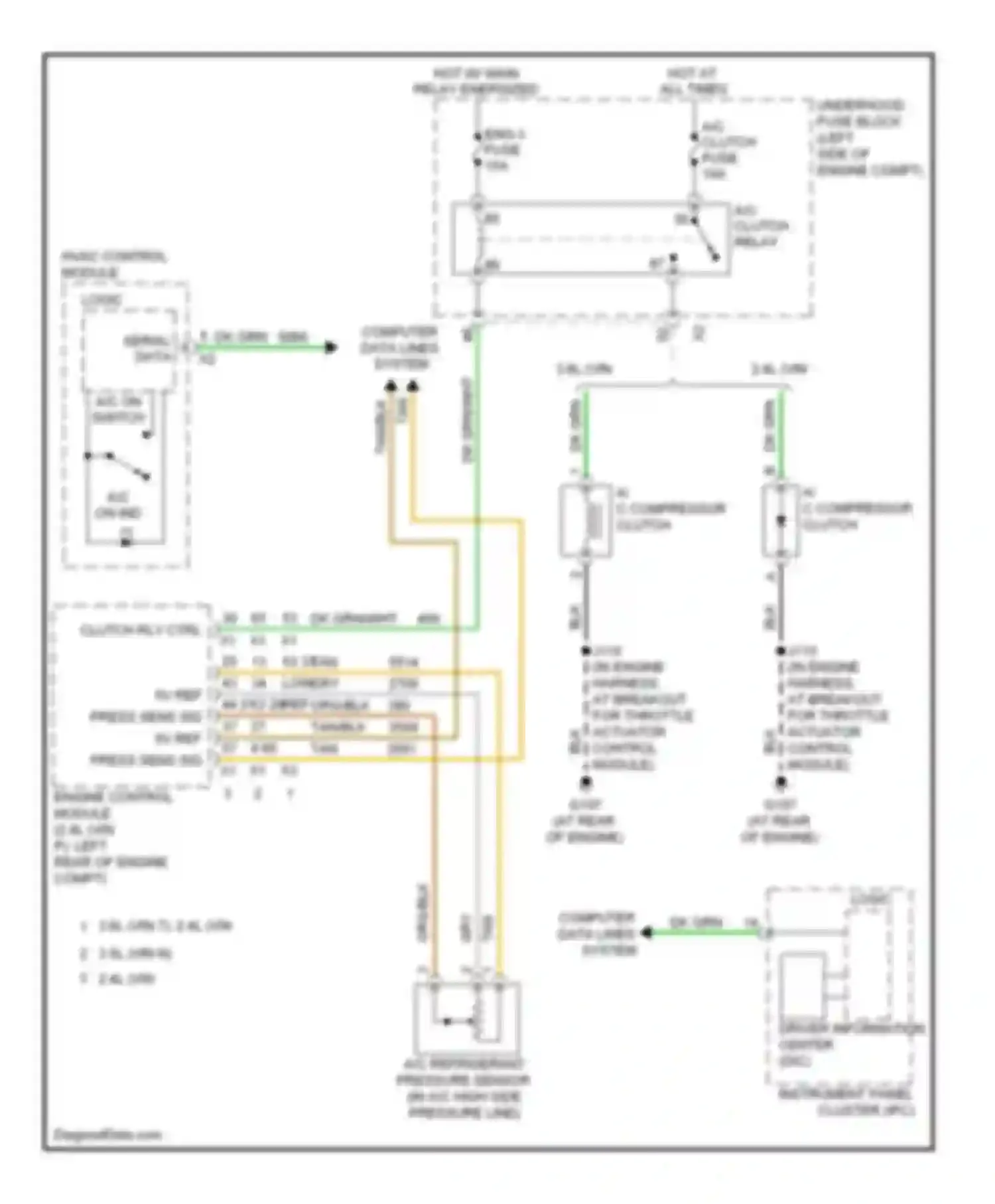 Wiring diagram a/c compressor clutch for Saturn VUE II (2007-2009) (2 of 13)