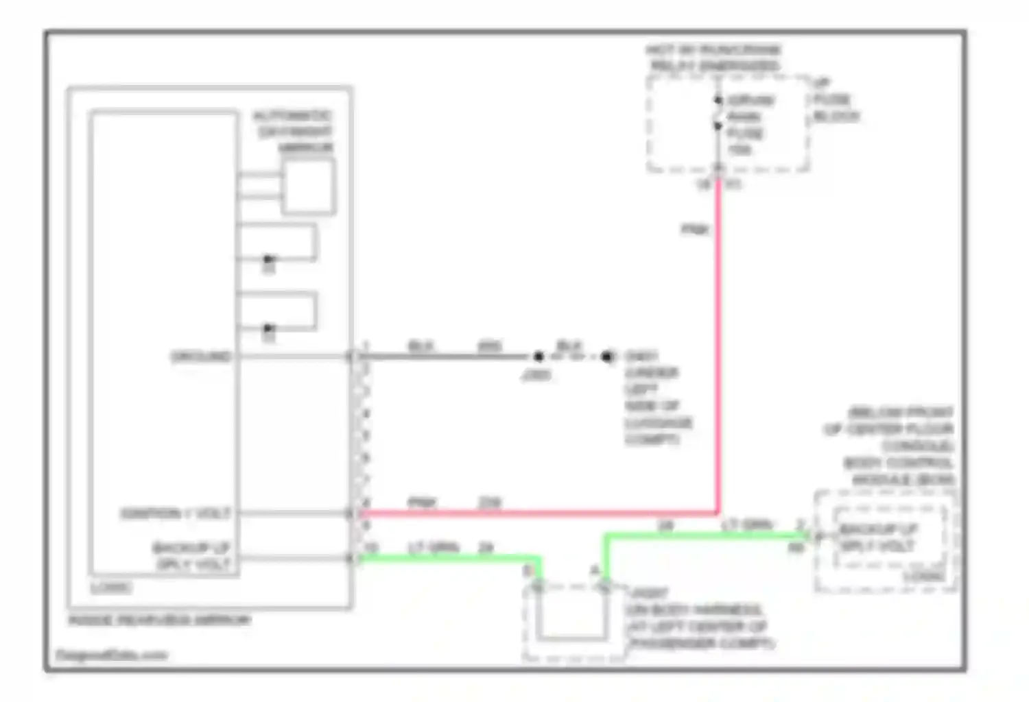 Wiring diagram automatic day/night mirror for Saturn VUE II (2007-2009) (1 of 2)